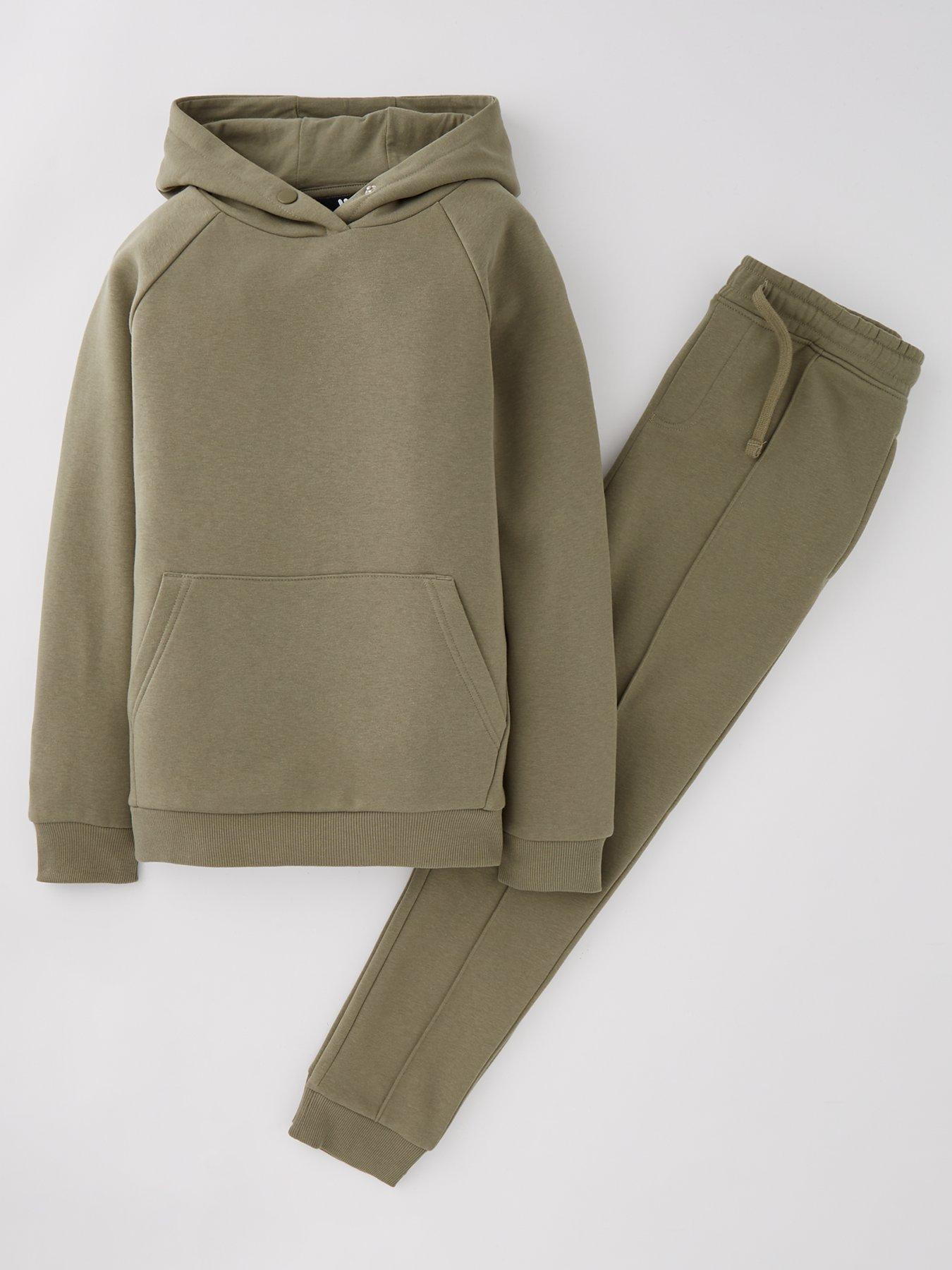 undefined Boys Smart Hoodie And Jog Set - Khaki