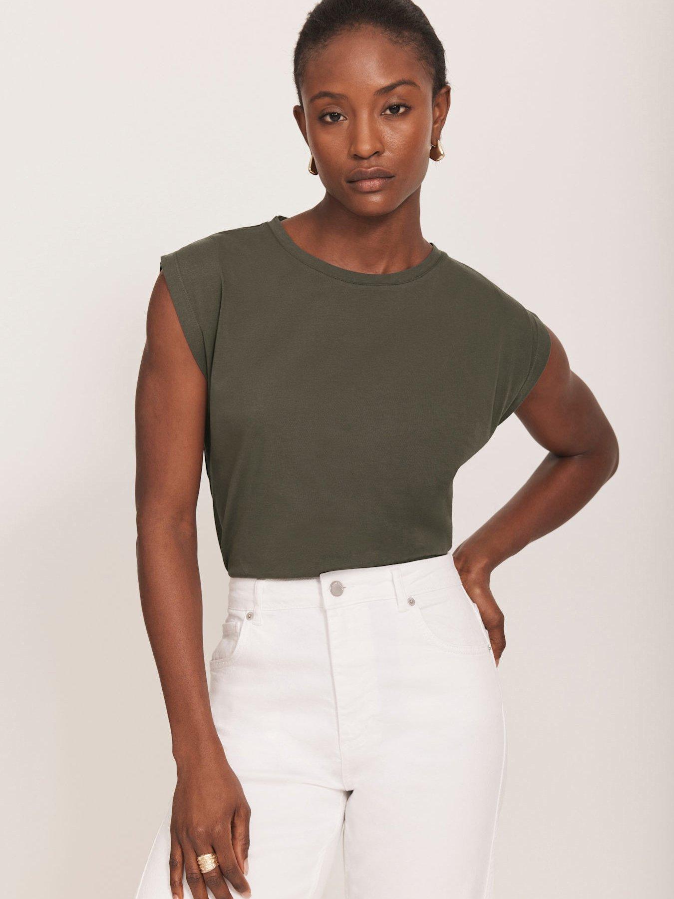 undefined Khaki Extended Shoulder Tee