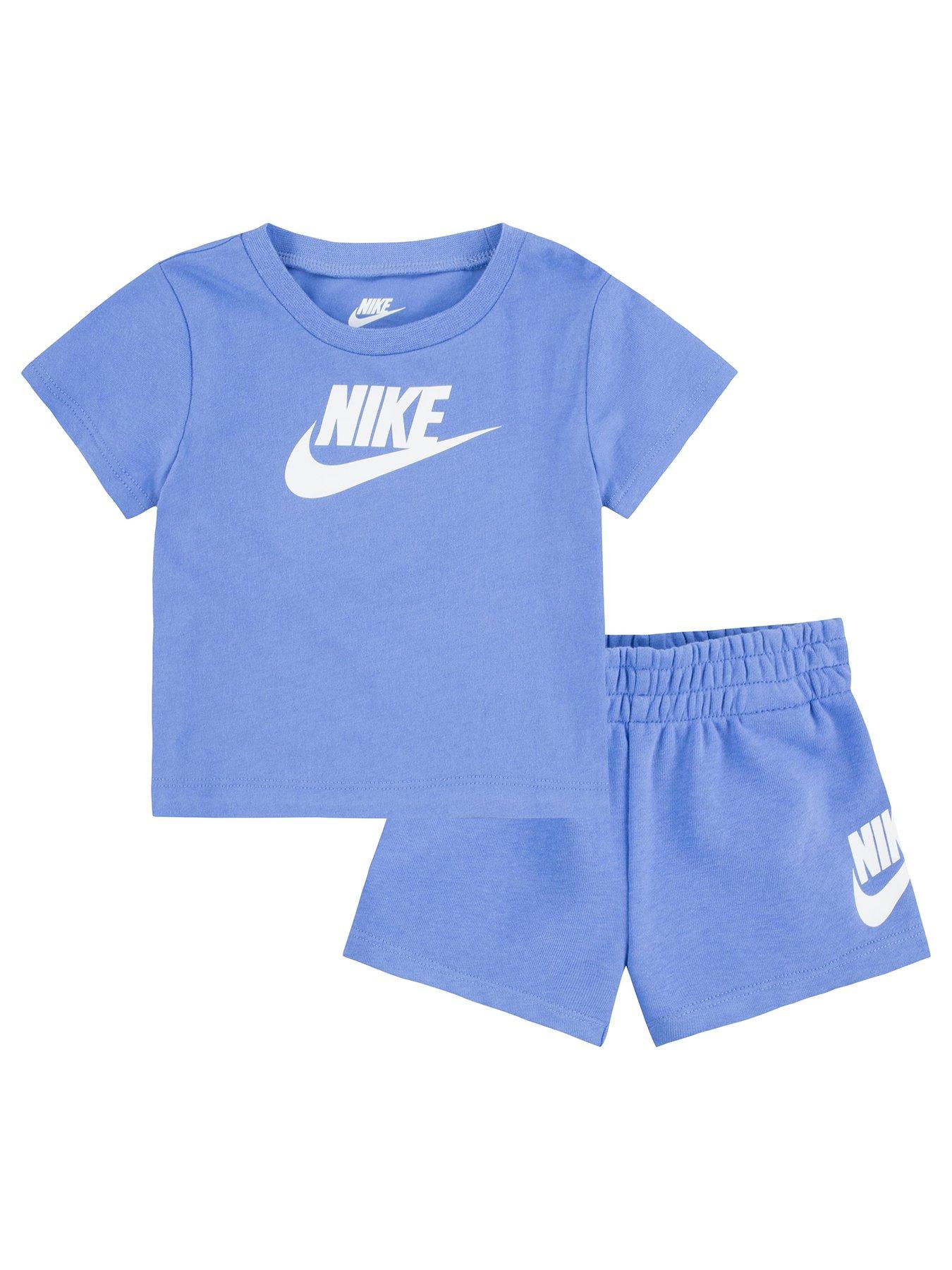 Nike Infant Unisex Club T-shirt And Short Set - Blue, Blue, Size 24 Months