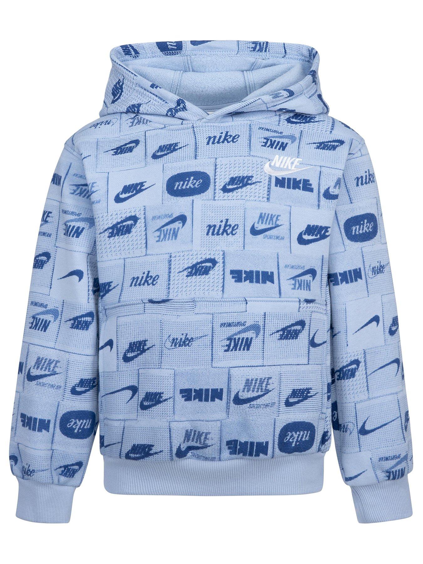 Nike Kids Boys Club All Over Print Overhead Hoodie Green very