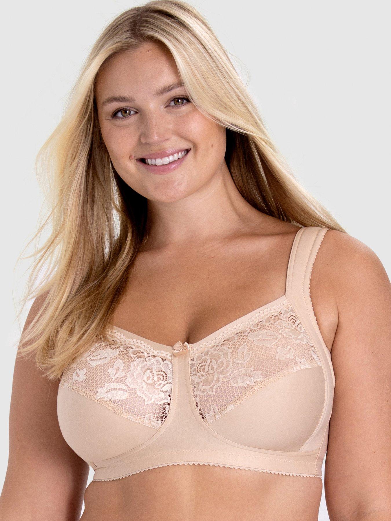 Miss Mary of Sweden Lovely Lace Support Non Wired Cotton Bra With Extra Side Panel