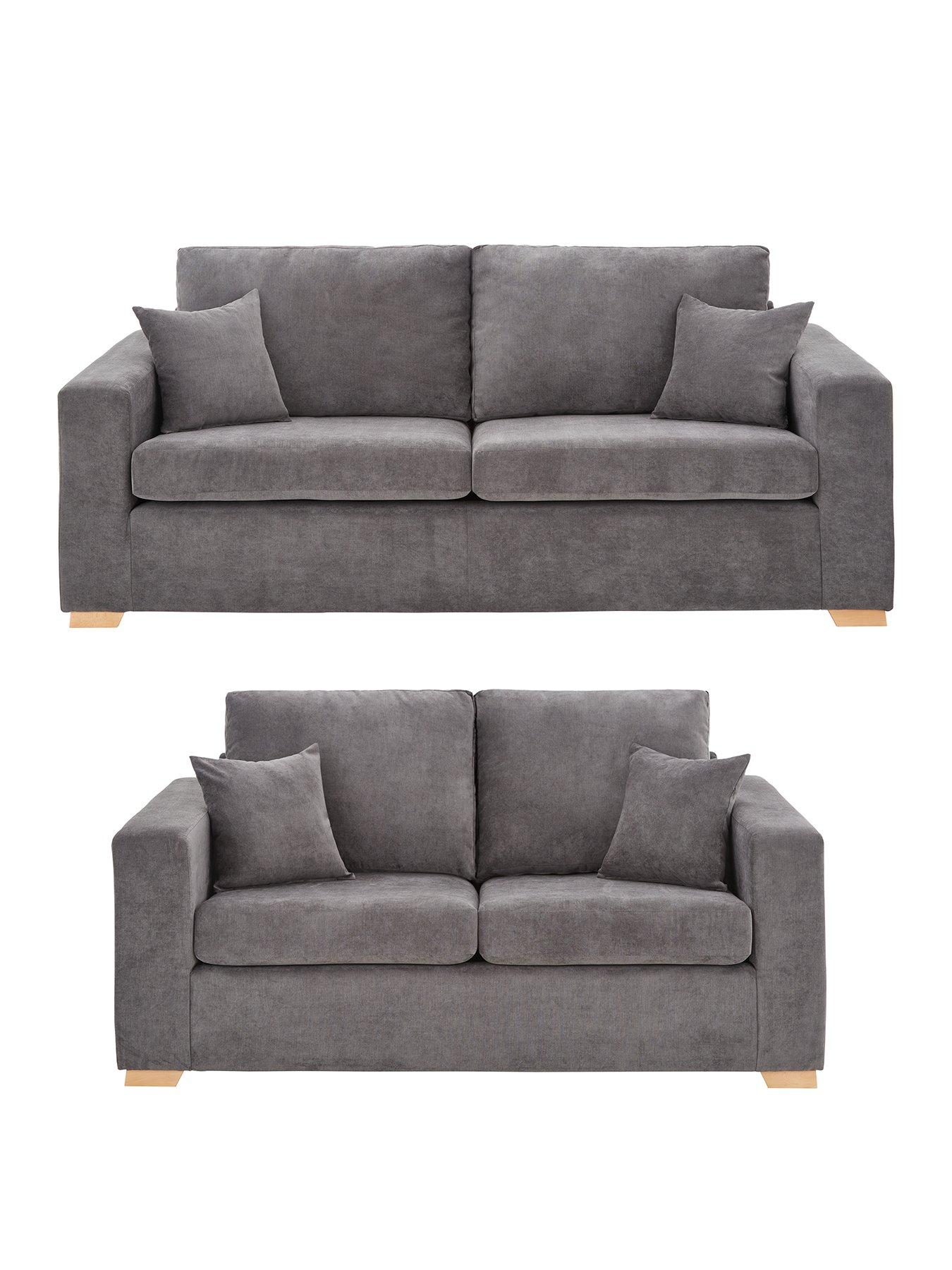 Product photograph of Very Home Valencia 3 2 Seater Fabric Sofa Set Buy Amp Save - Grey from very.co.uk