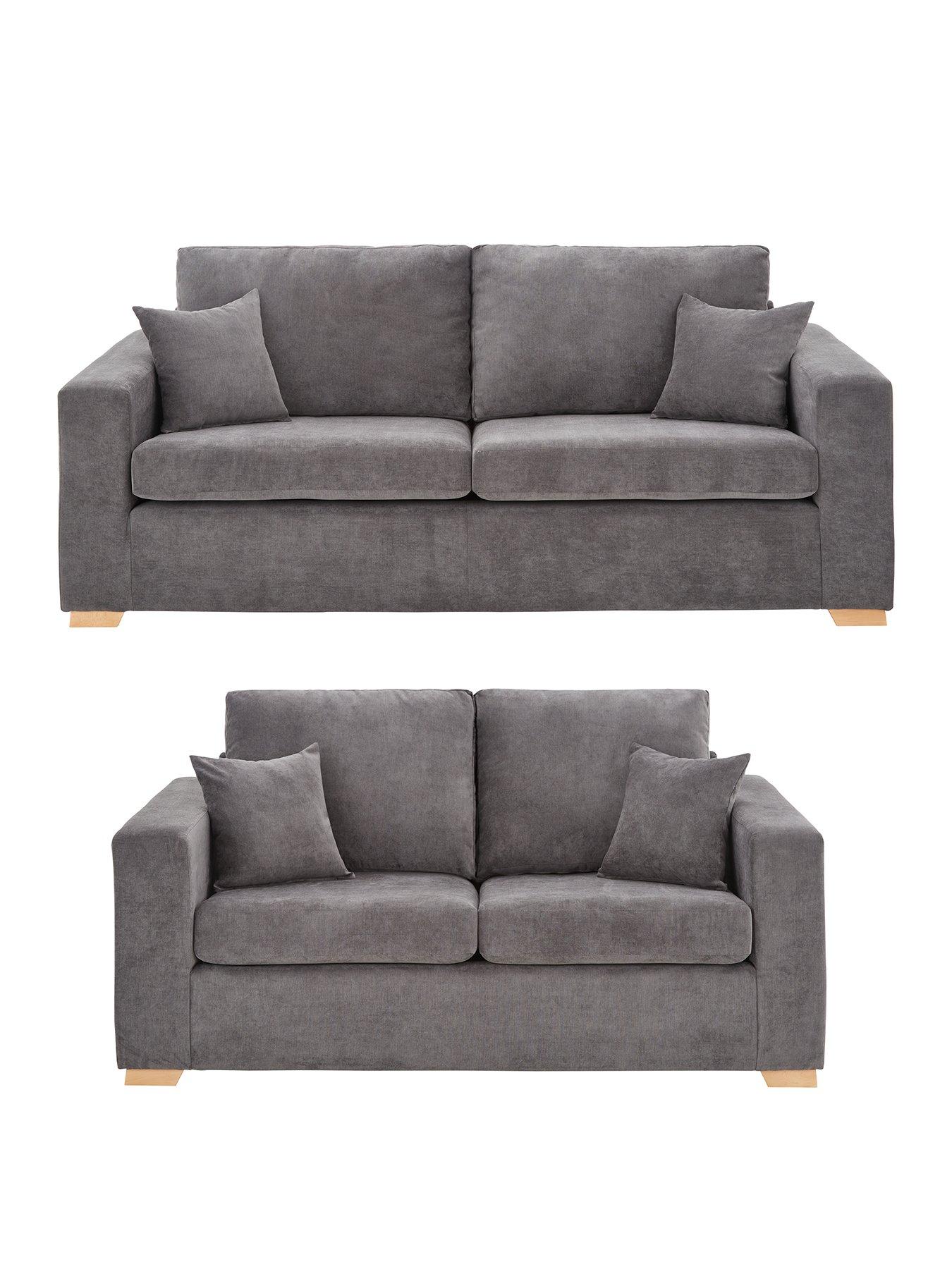 The Very Collection Valencia 3 + 2 Seater Fabric Sofa Set (Buy  &  SAVE!) - Grey