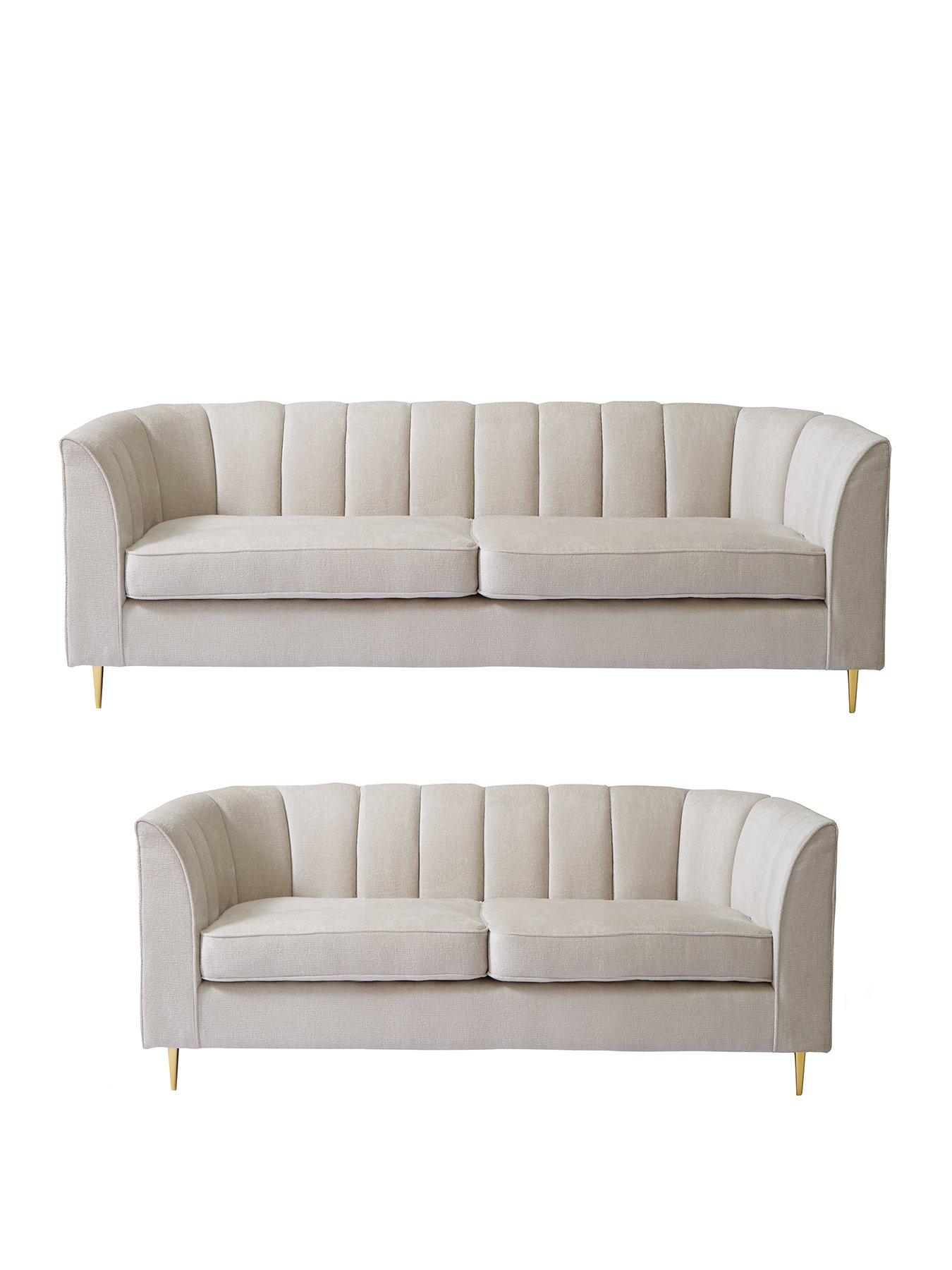 Image 1 of 4 of Very Home Guild 3 + 2 Seater Fabric Sofa Set (Buy &amp; SAVE!) - Ivory