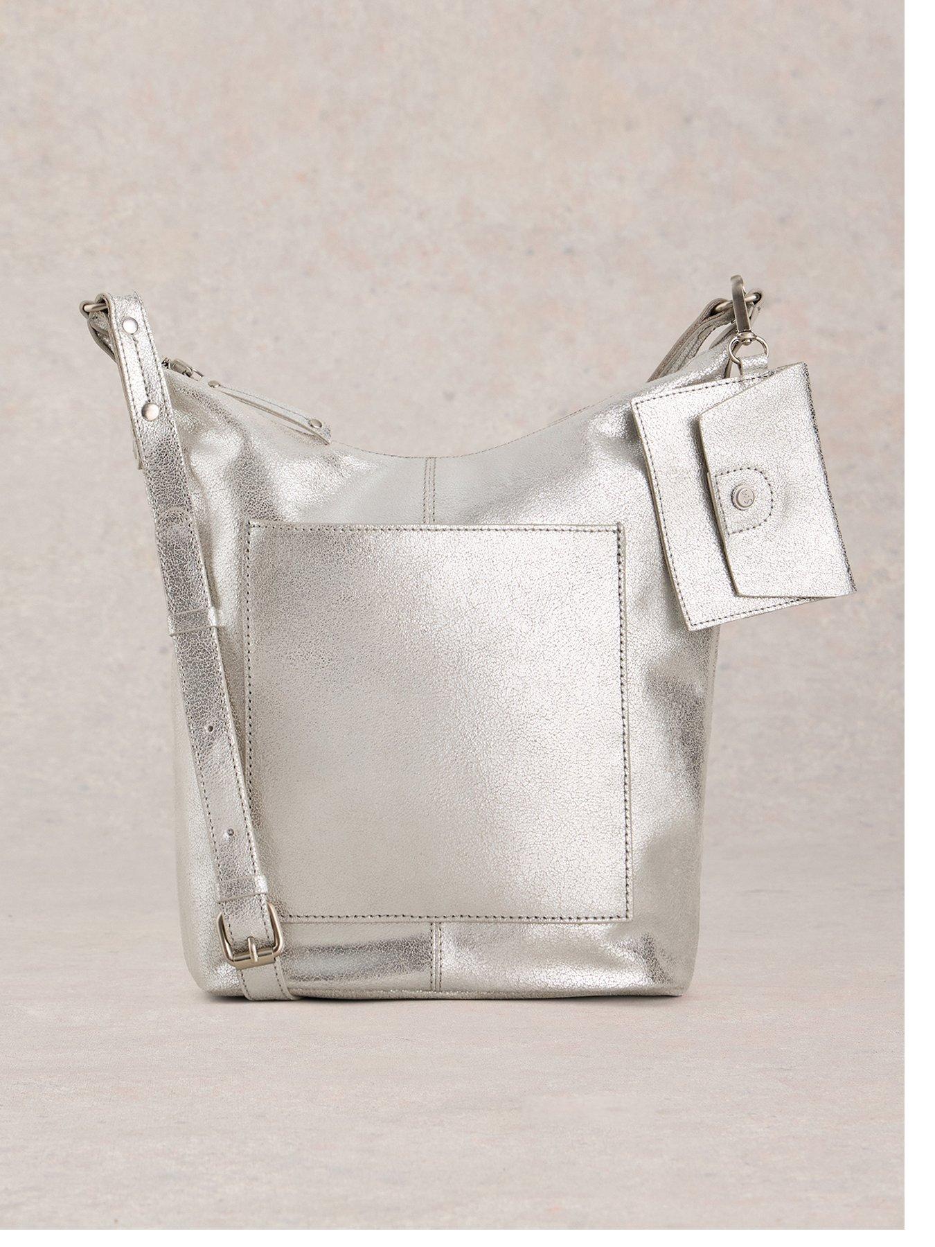 undefined Fern Leather Crossbody - Silver