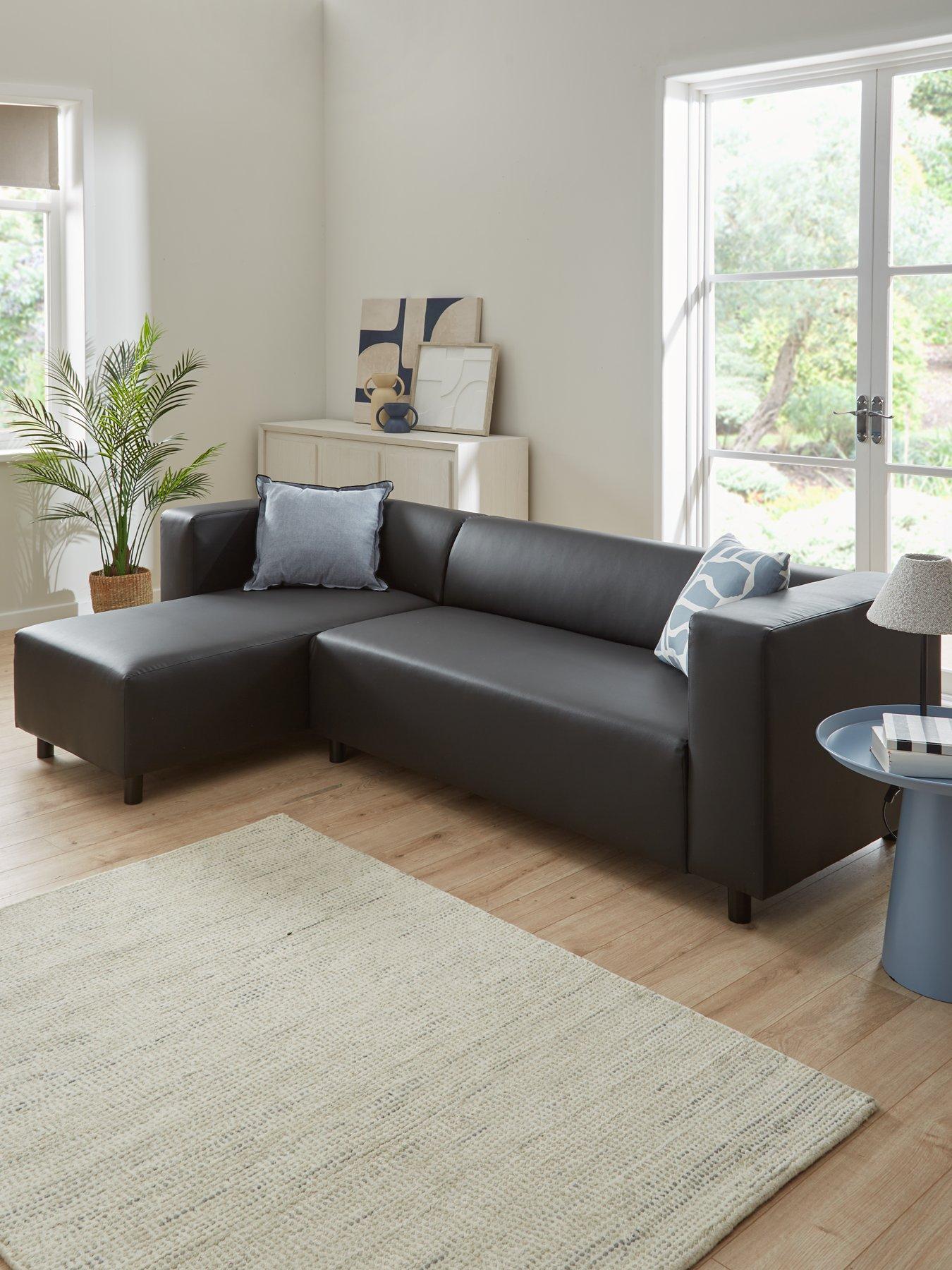 Product photograph of Very Home Clarke Left Hand Corner Faux Leather Chaise Sofa from very.co.uk