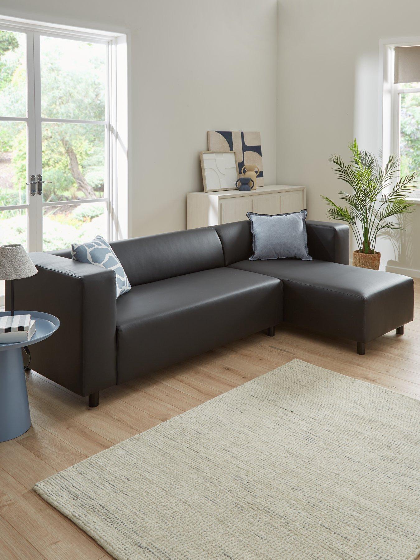 Product photograph of Very Home Clarke Right Hand Corner Faux Leather Chaise from very.co.uk