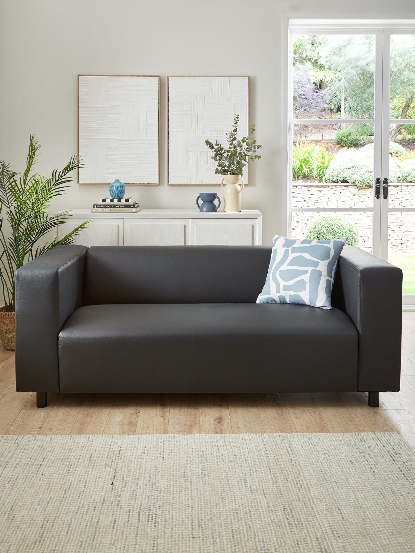 Product photograph of Very Home Clarke 3 Seater Faux Leather Sofa from very.co.uk