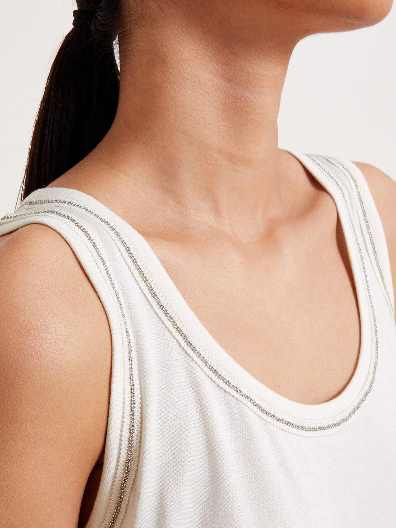 Image 4 of 6 of Monsoon Jess Jersey Cami Top - White