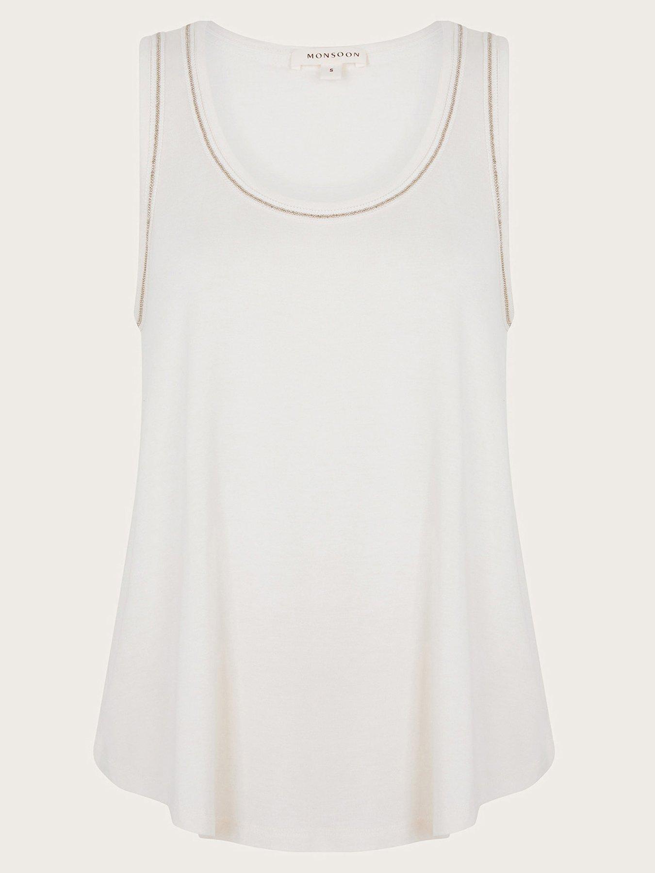 Image 6 of 6 of Monsoon Jess Jersey Cami Top - White