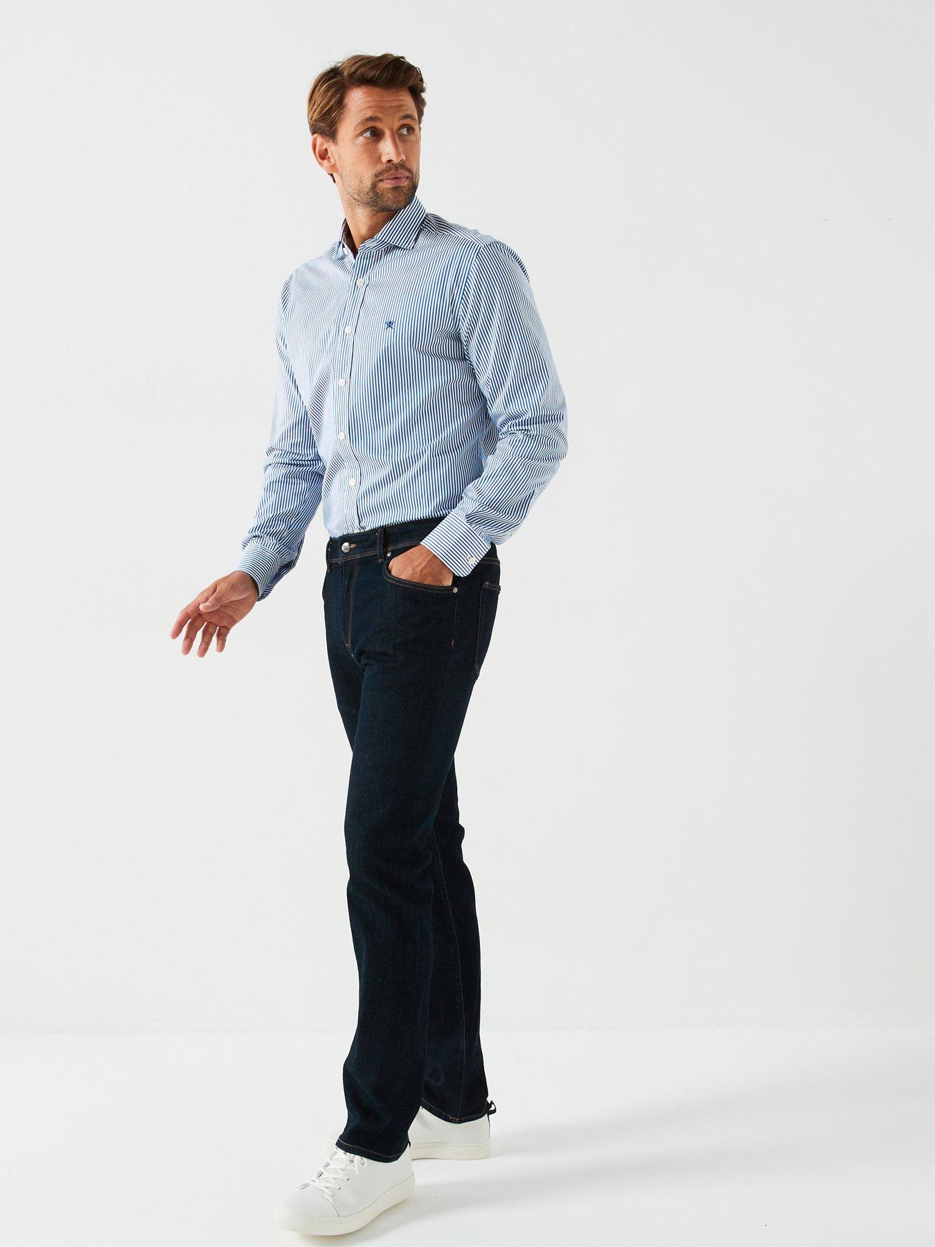 Image 3 of 6 of Hackett Essential Bengal Stripe Casual Long Sleeve Shirt - Light Blue