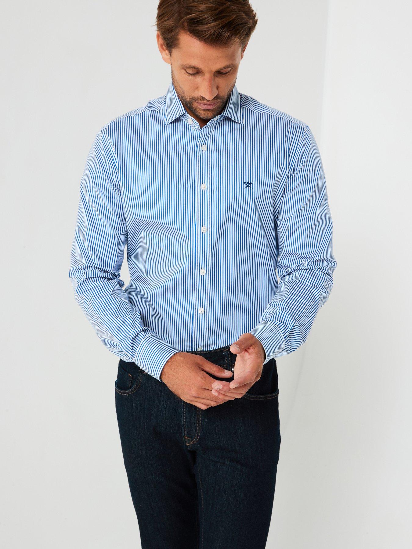 Image 5 of 6 of Hackett Essential Bengal Stripe Casual Long Sleeve Shirt - Light Blue