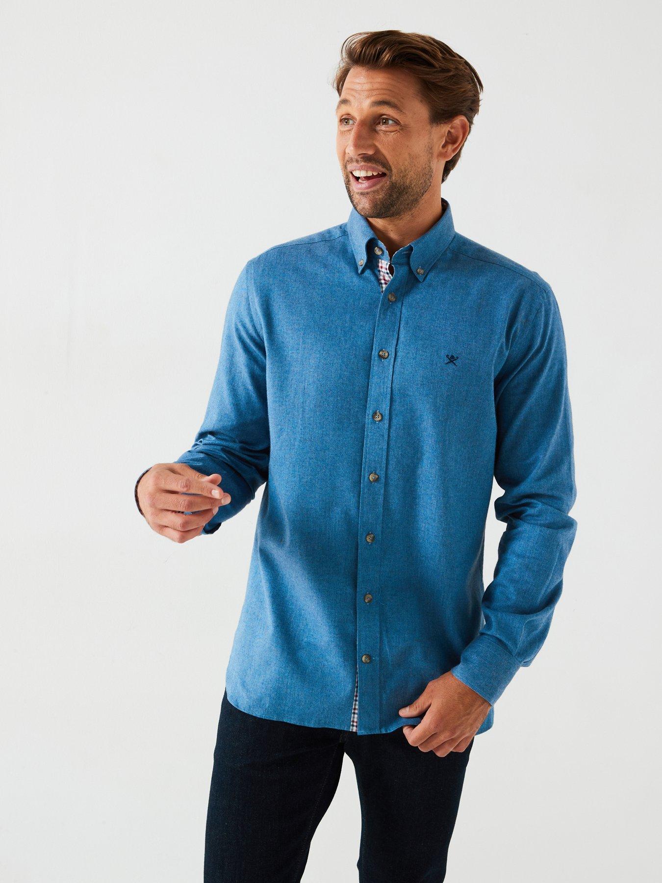 undefined Flannel Trim Long Sleeve Shirt - Blue