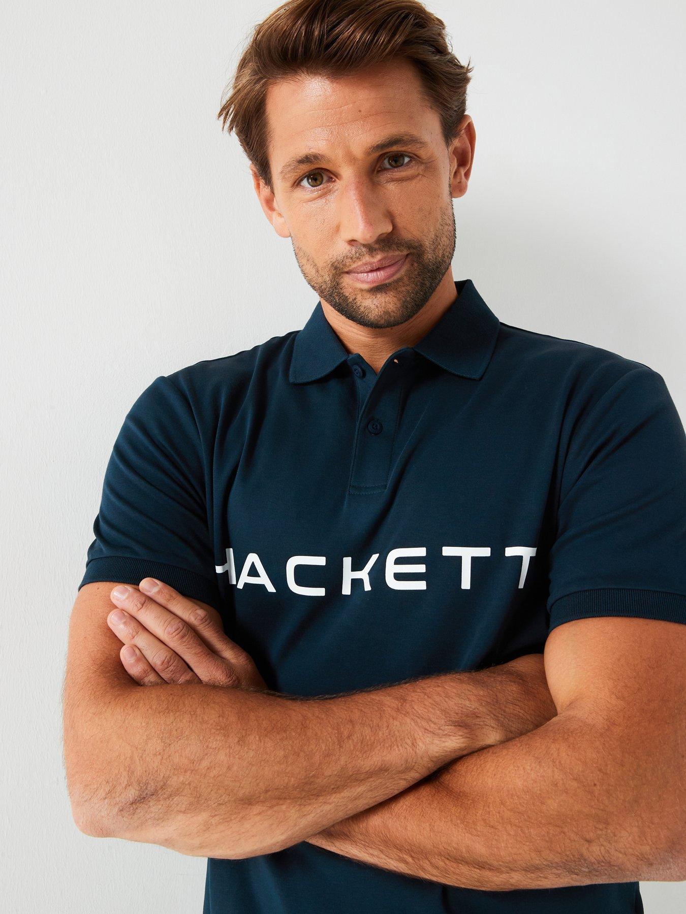 Image 4 of 4 of Hackett Essential Chest Logo Polo Shirt - Navy