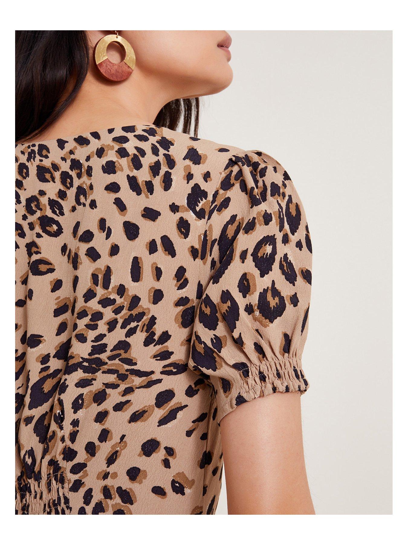 Monsoon Animal Print Raife Tea Dress Brown Very