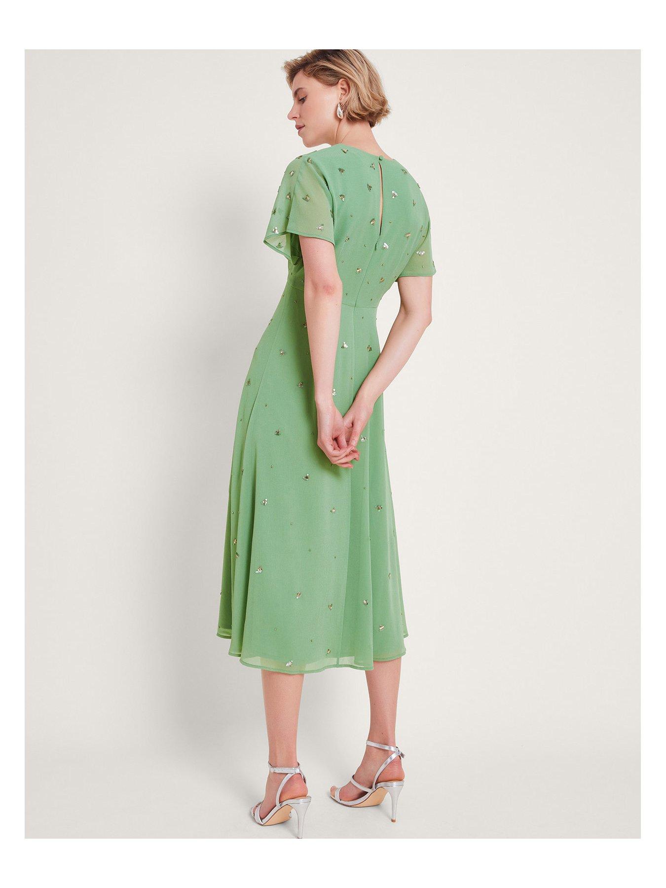Monsoon Leona Embellished Dress - Green | Very