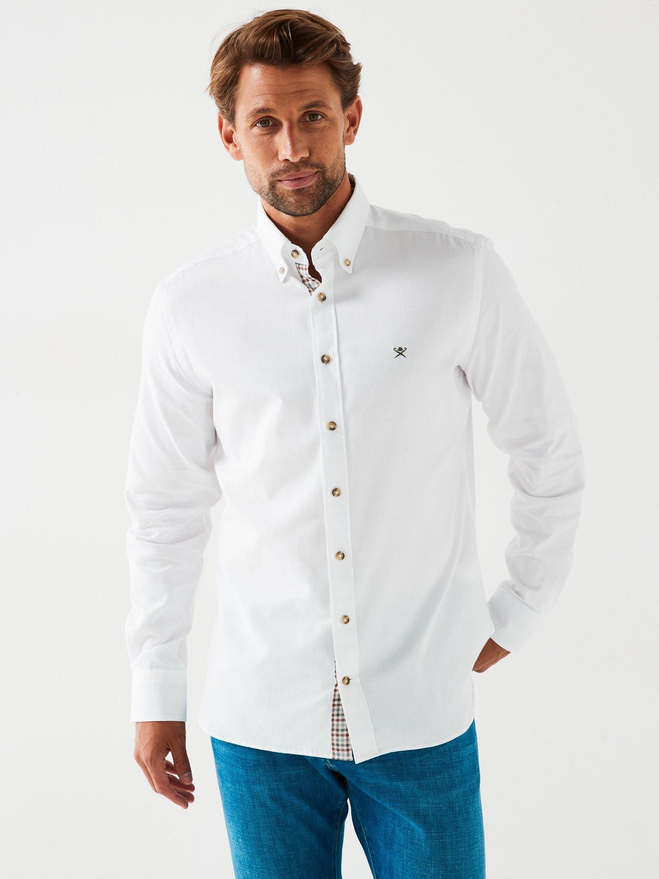 undefined Flannel Trim Long Sleeve Shirt - White