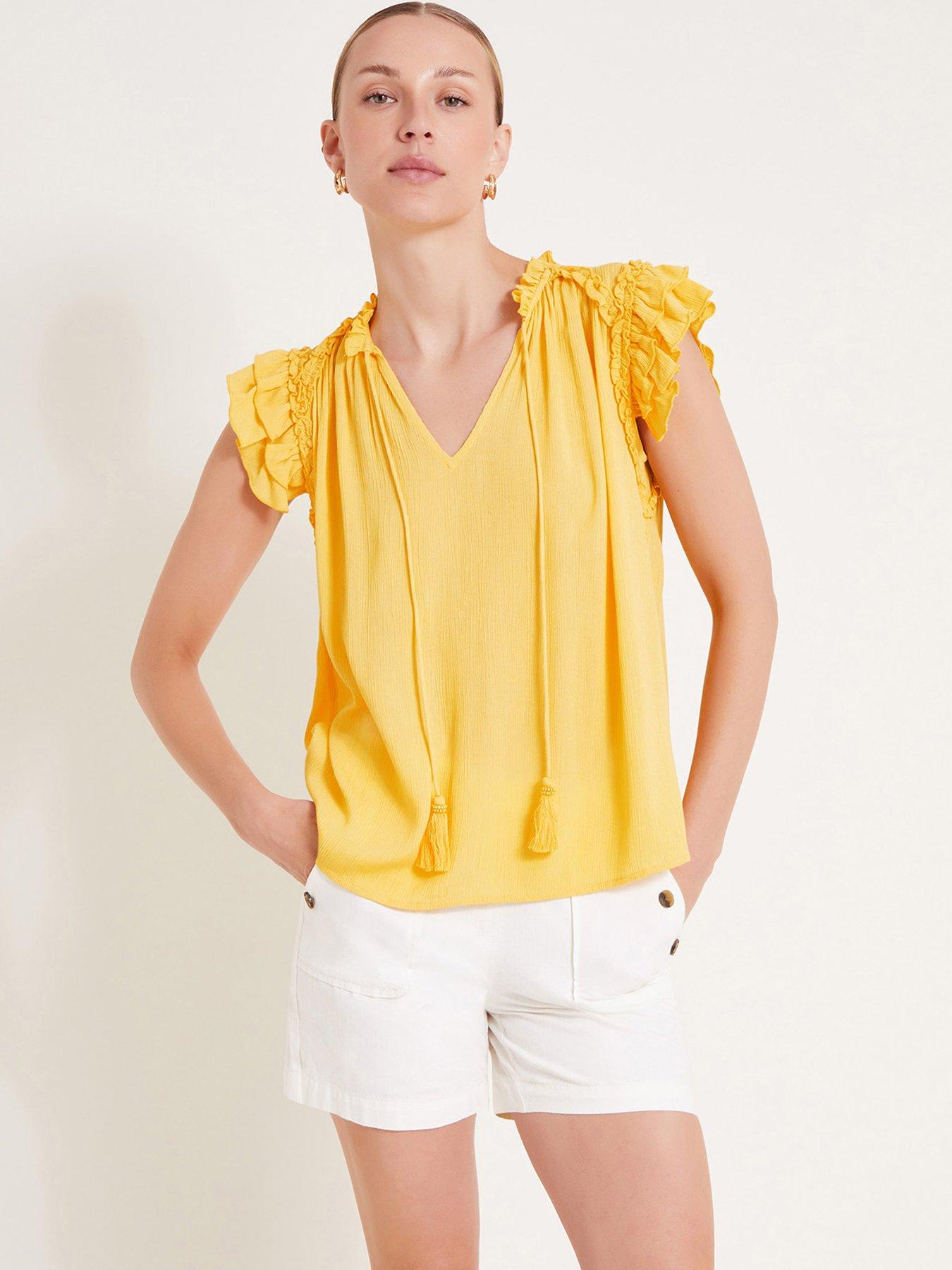 Image 1 of 6 of Monsoon Tula Frill Top - Yellow