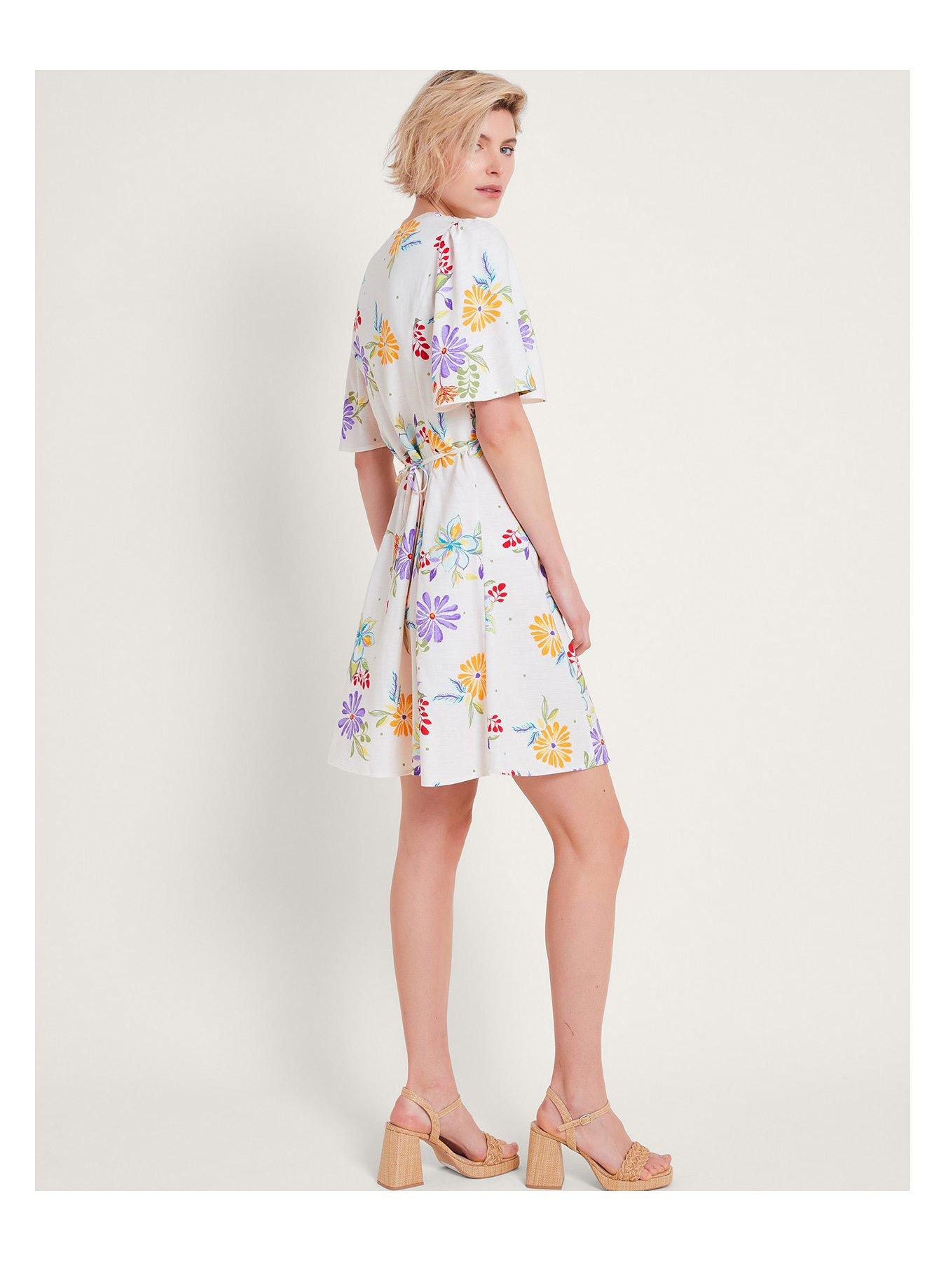 Monsoon white linen dress deals
