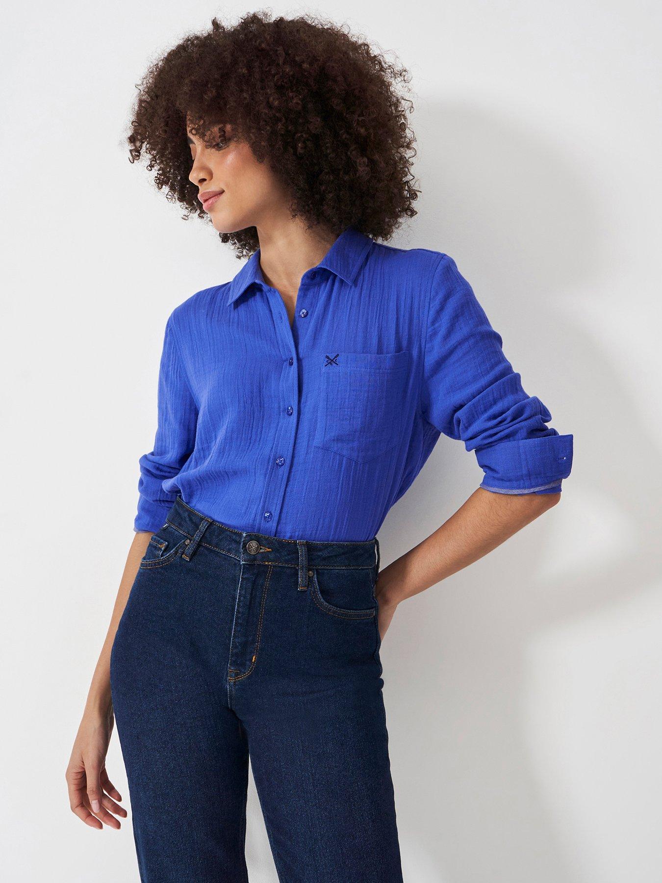 Image 1 of 6 of Crew Clothing Relaxed Harlie Shirt - Blue