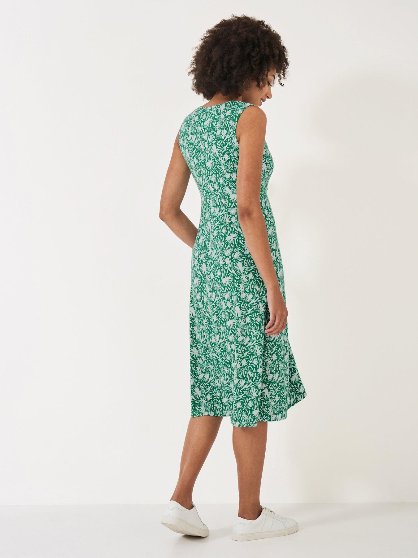 Image 2 of 5 of Crew Clothing Alyssa Sleeveless Button Through Dress - Green
