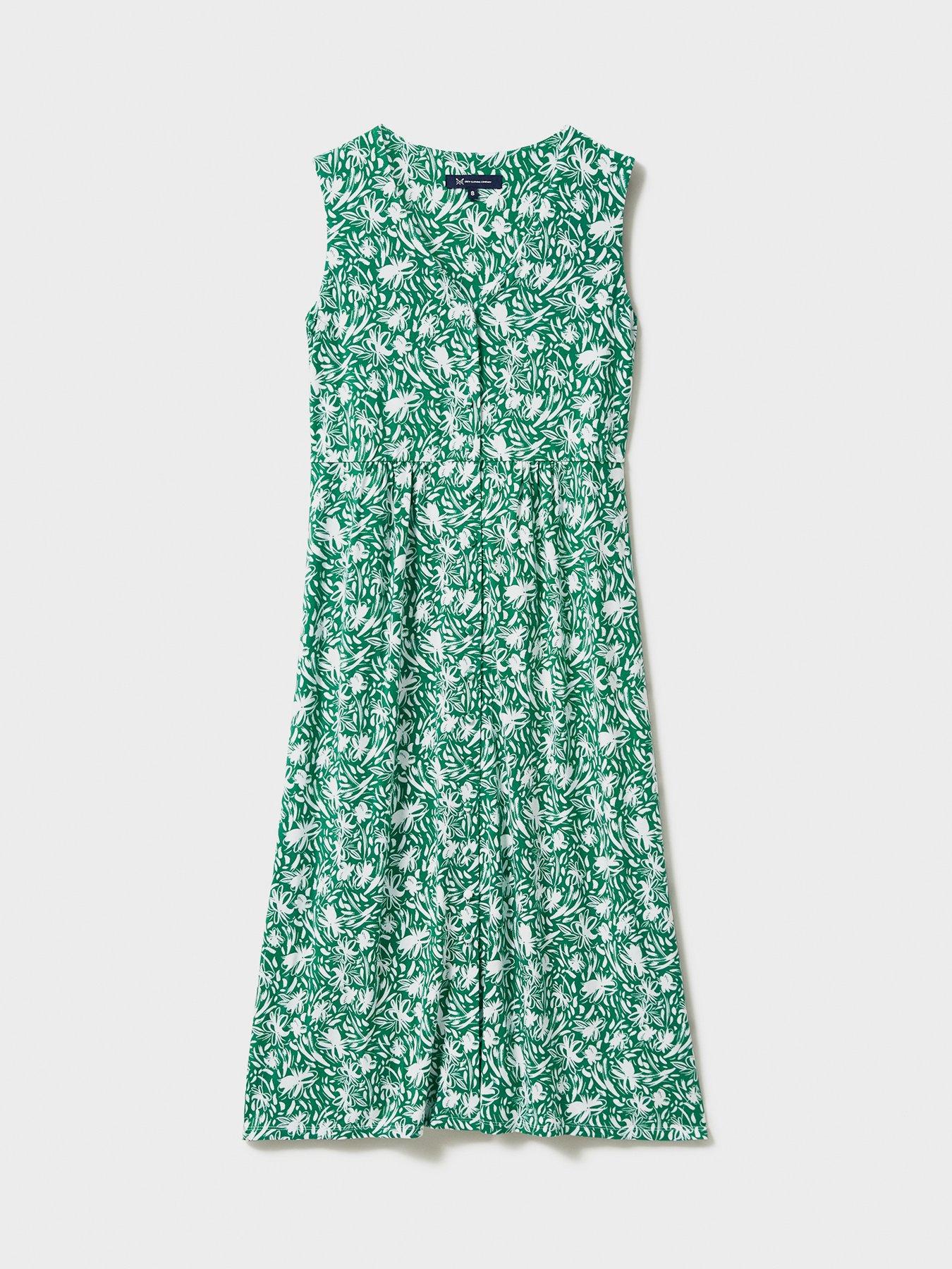 Image 3 of 5 of Crew Clothing Alyssa Sleeveless Button Through Dress - Green