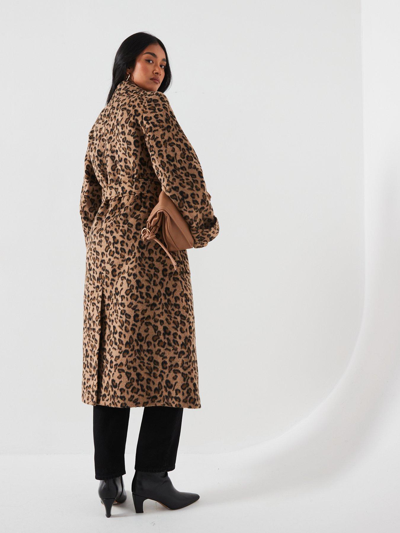 Image 2 of 6 of V by Very Leopard Print Wrap Coat - Leopard Print - Multi