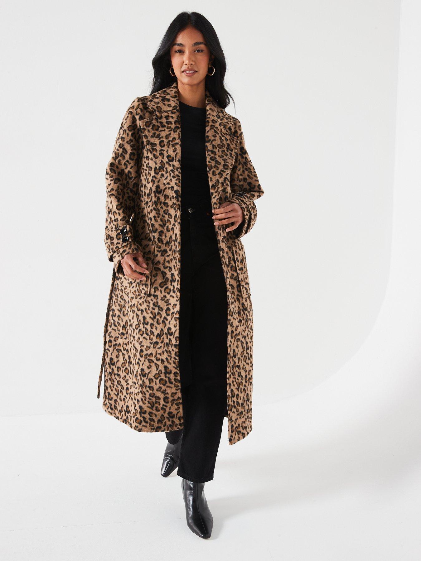 Black and grey leopard print coat best sale