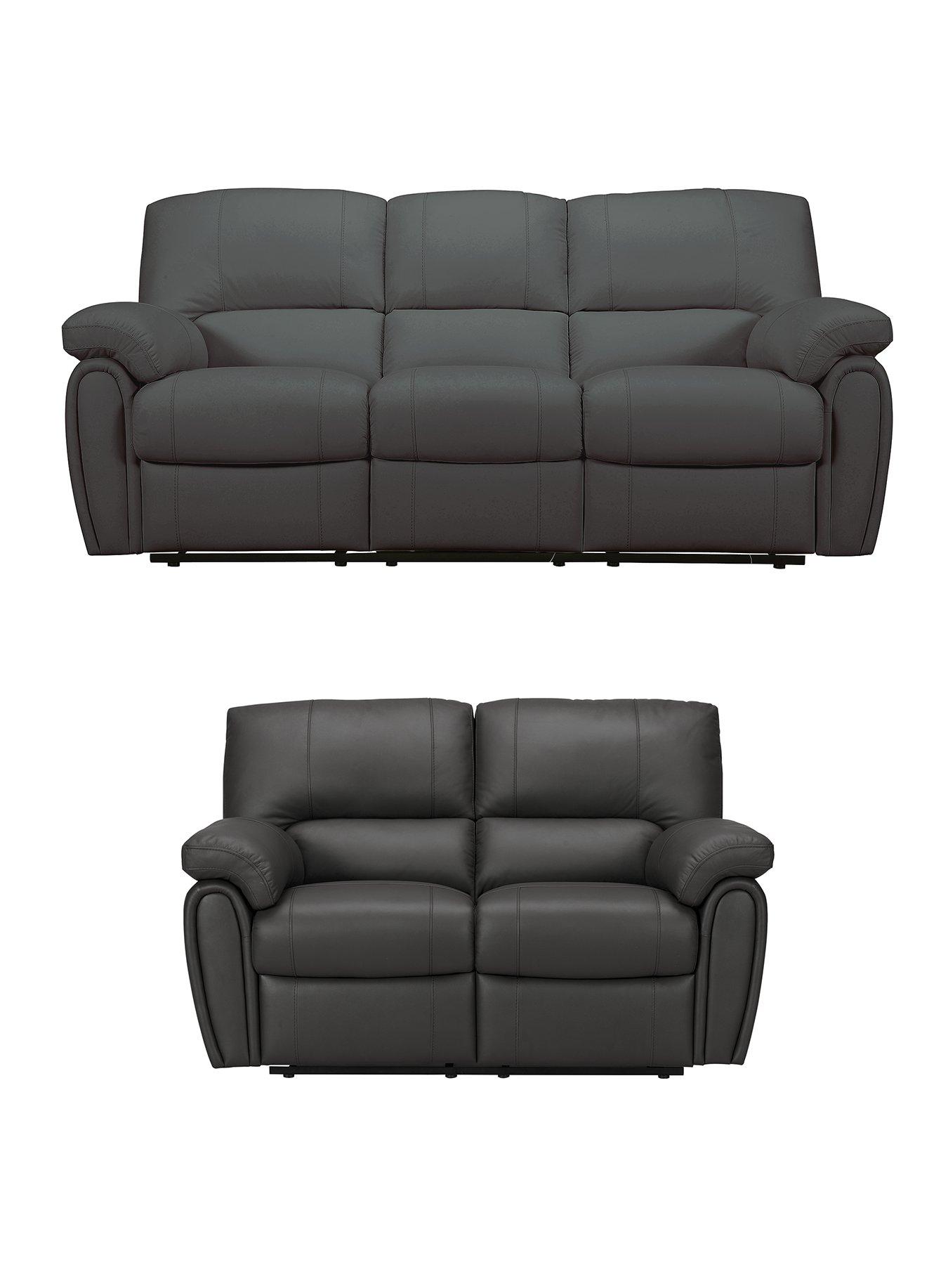 The Very Collection Leighton Leather/Faux Leather 3 + 2 Seater Manual Recliner High Back Sofa Set (Buy  &  SAVE!) - FSC® Certified