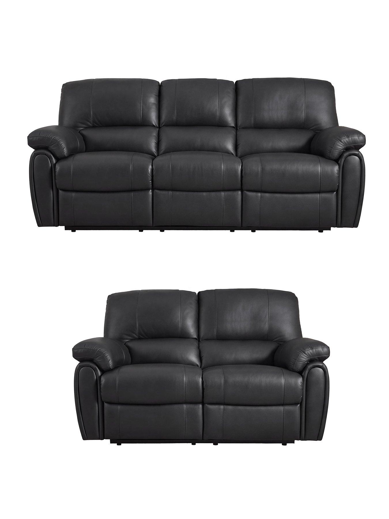 The Very Collection Leighton Leather/Faux Leather 3 + 2 Seater Manual Recliner High Back Sofa Set (Buy  &  SAVE!) - FSC® Certified