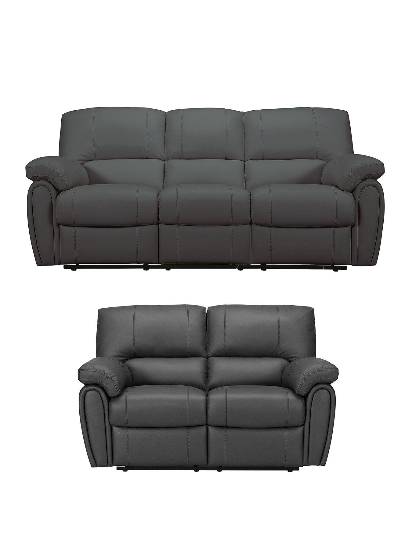 Product photograph of Violino Leighton Real Leather Faux Leather 3 Seater 2 Seater Power Recliner Sofa Set from very.co.uk