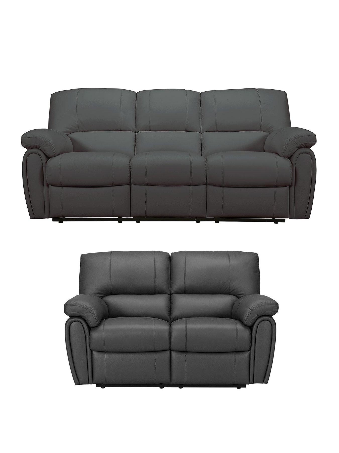 undefined Leighton Real Leather/Faux Leather 3 Seater + 2 Seater Power Recliner Sofa Set
