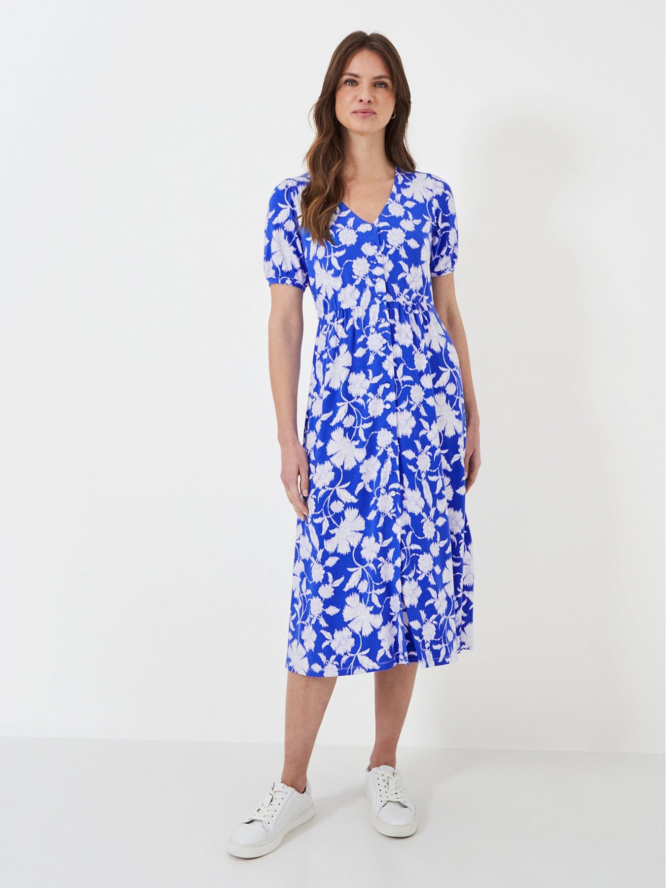 Crew Clothing Kiki Short Sleeve Jersey Dress - Blue | Very.co.uk