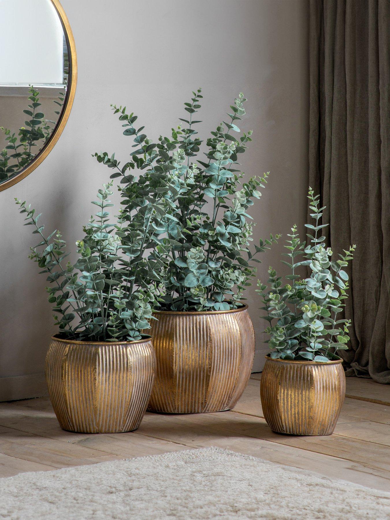 Product photograph of Gallery Artificial Eucalyptus Bush In Grey Pot Ndash 84 5 Cm from very.co.uk