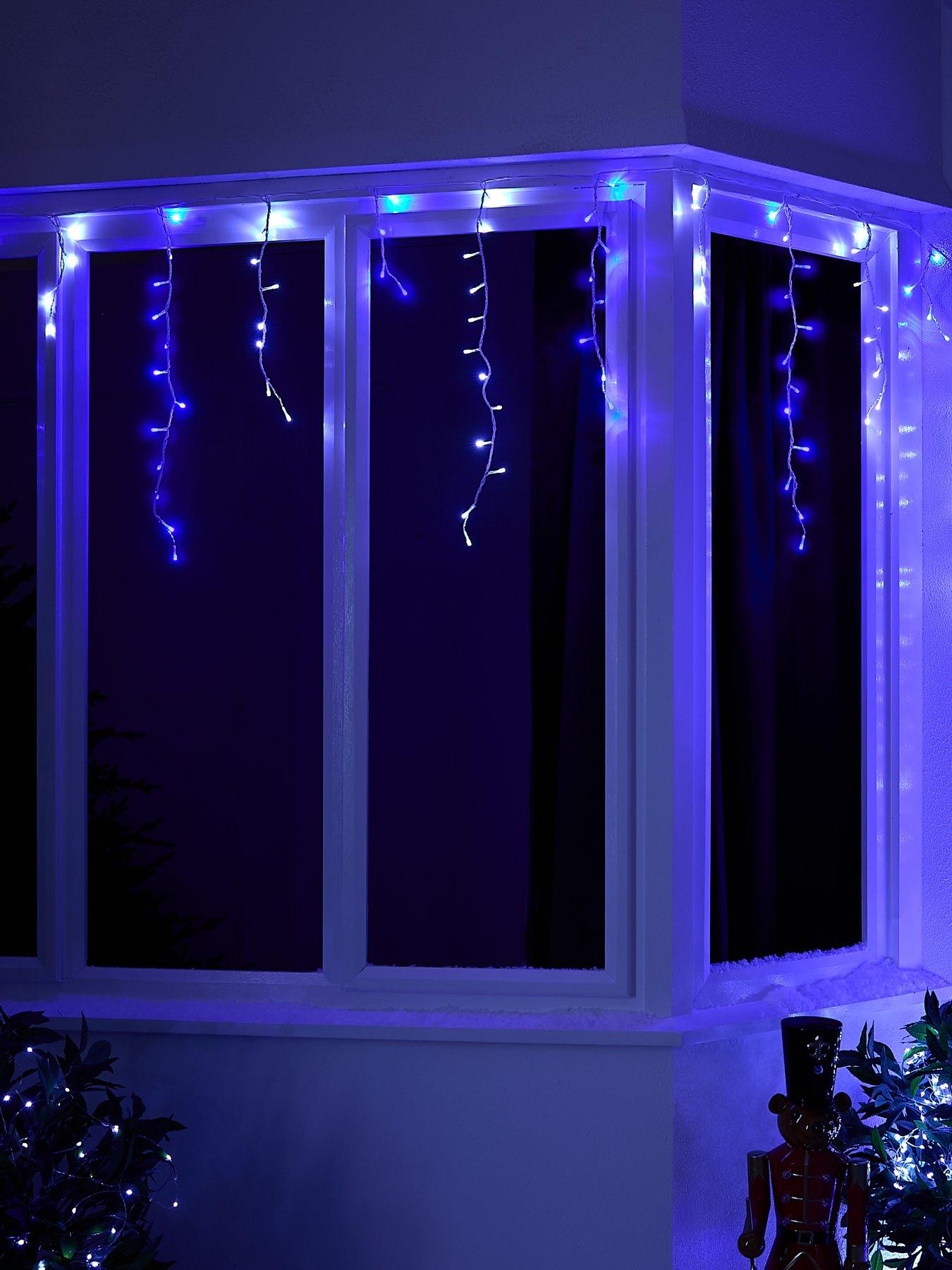 Festive 960 Blue/White LED Snowing Icicle Outdoor Christmas Lights