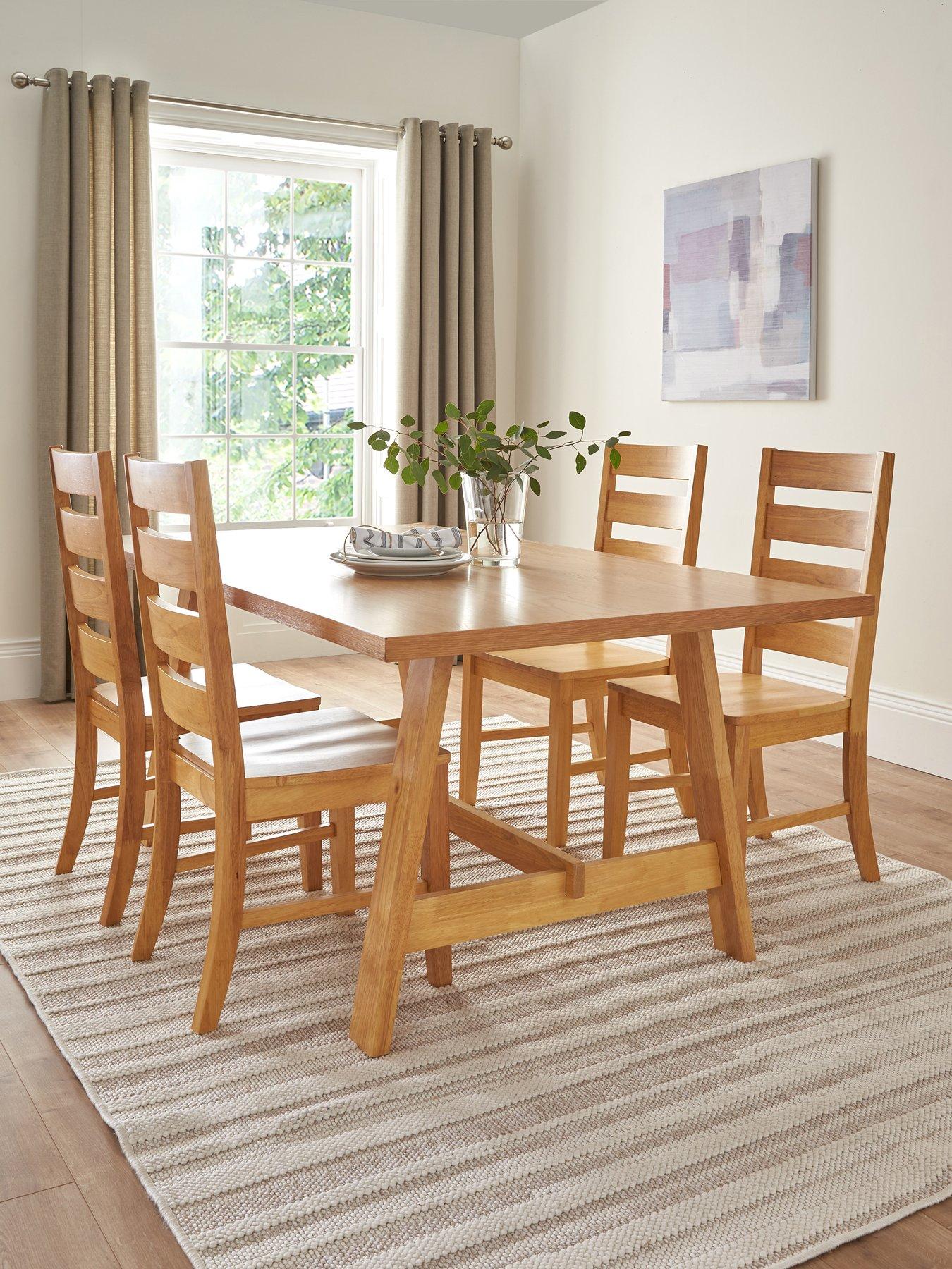 Product photograph of Very Home Scottsdale 180 Cm Dining Table 4 Chairs 1 Bench - Light Oak from very.co.uk