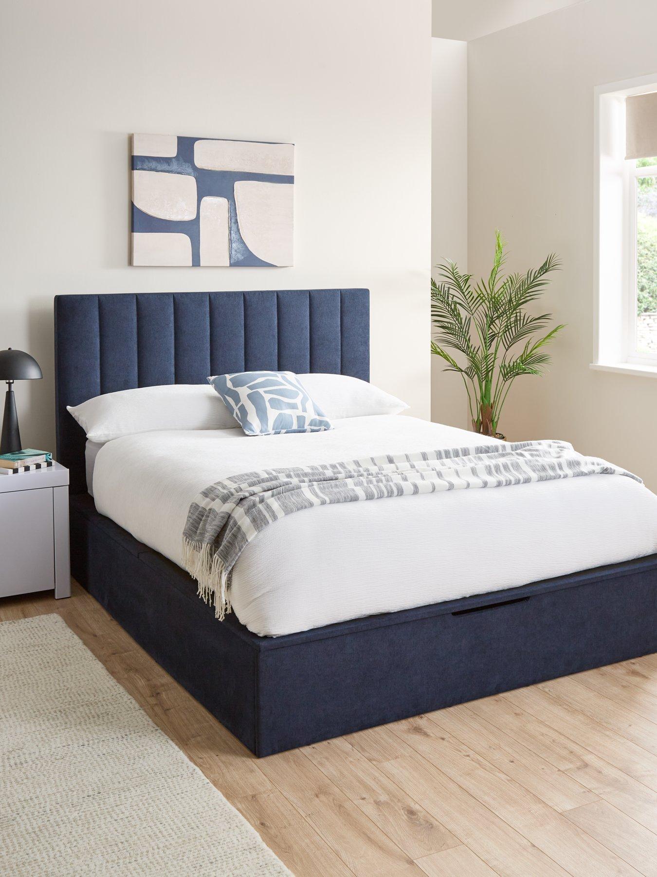 Product photograph of Very Home Nova Fabric Lift Up Storage Ottoman Bed - Blue from very.co.uk