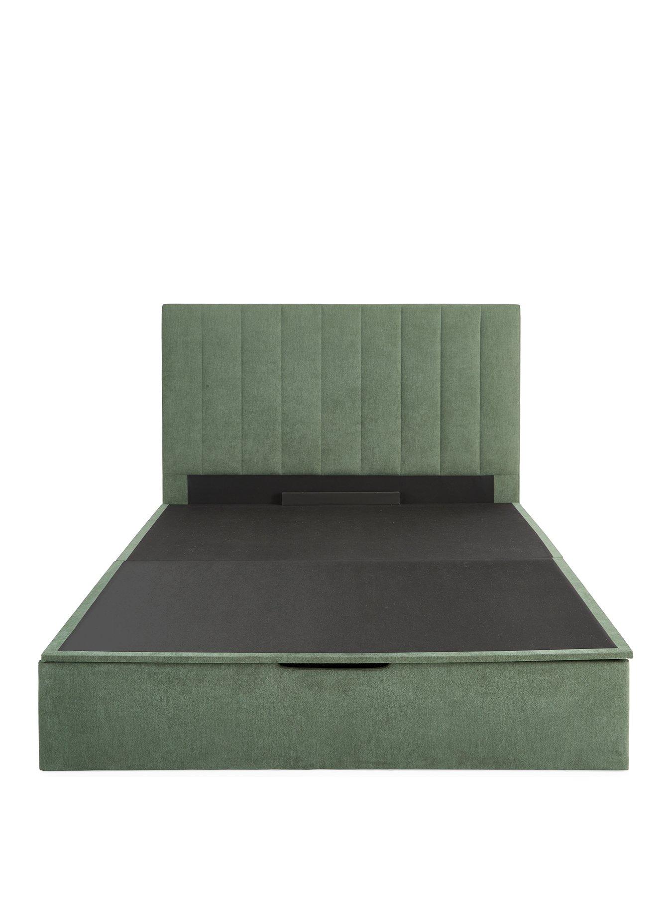 Image 2 of 6 of The Very Collection Nova End Lift Up Storage Ottoman Bed with Mattress Options (Buy &amp; SAVE!) - Winter Moss