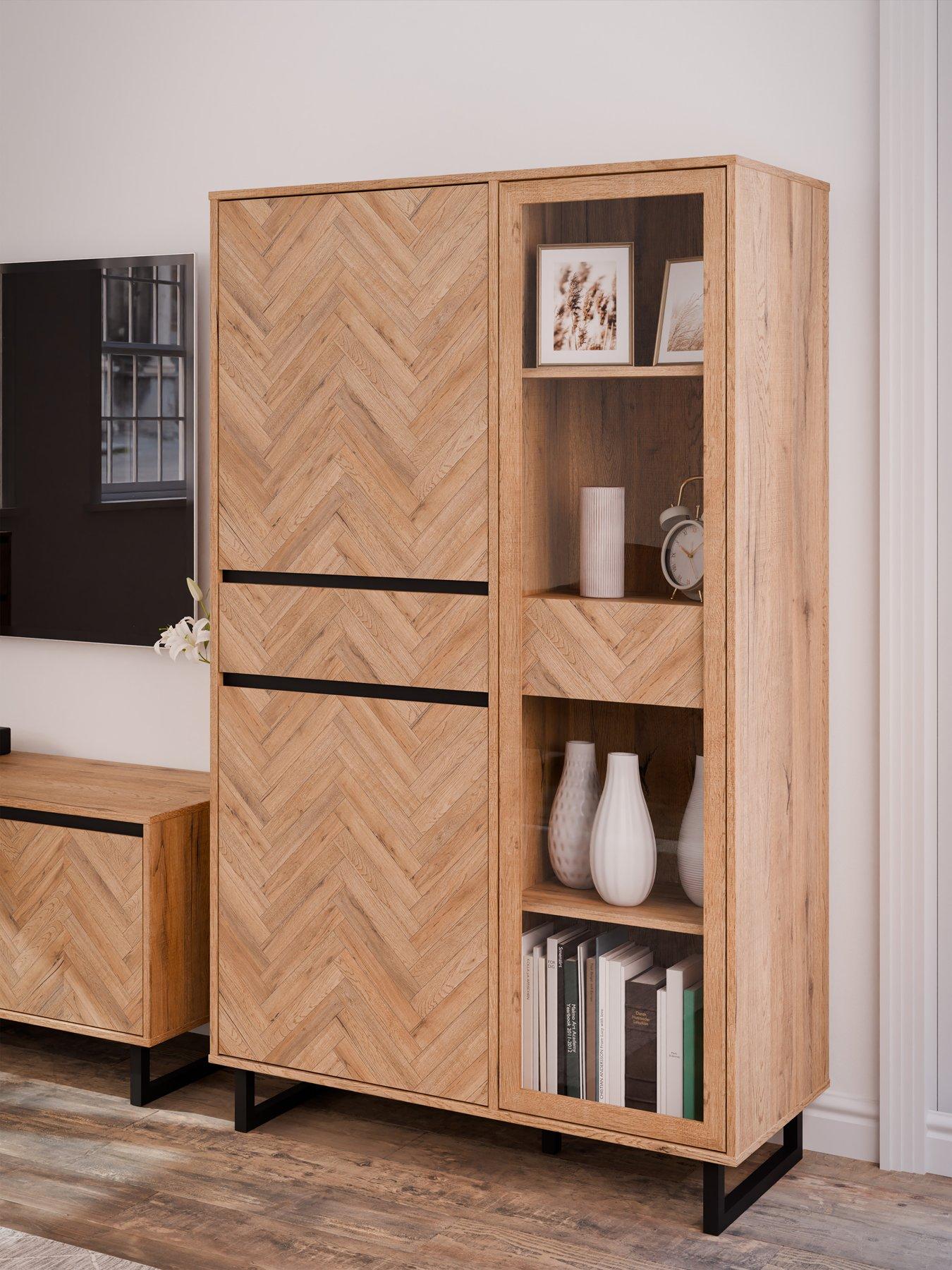 undefined Nikomedes 3 Door, 2 Drawer Tall Display Unit - Dark oak