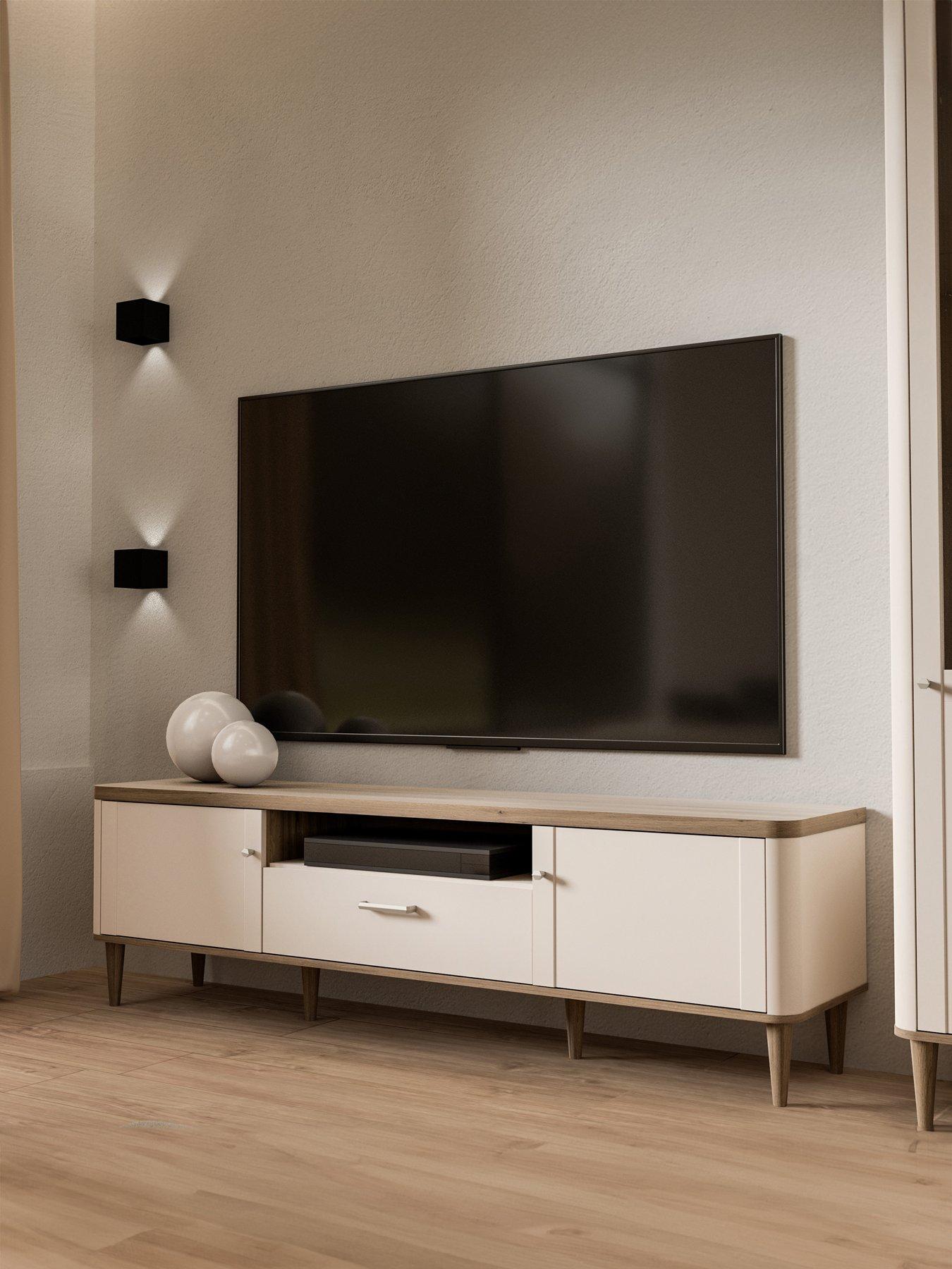 Lacetti TV Unit - fits up to 70 inch TV - Cream/Oak