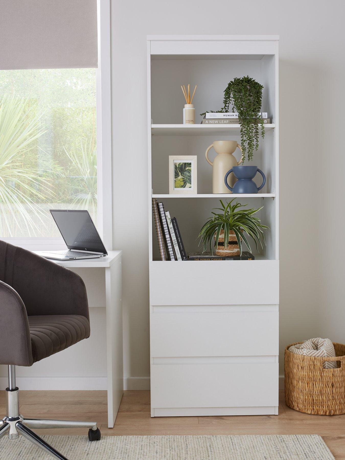 Product photograph of Very Home Lisson 3 Drawer Shelf Unit - White - Fsc-certified from very.co.uk