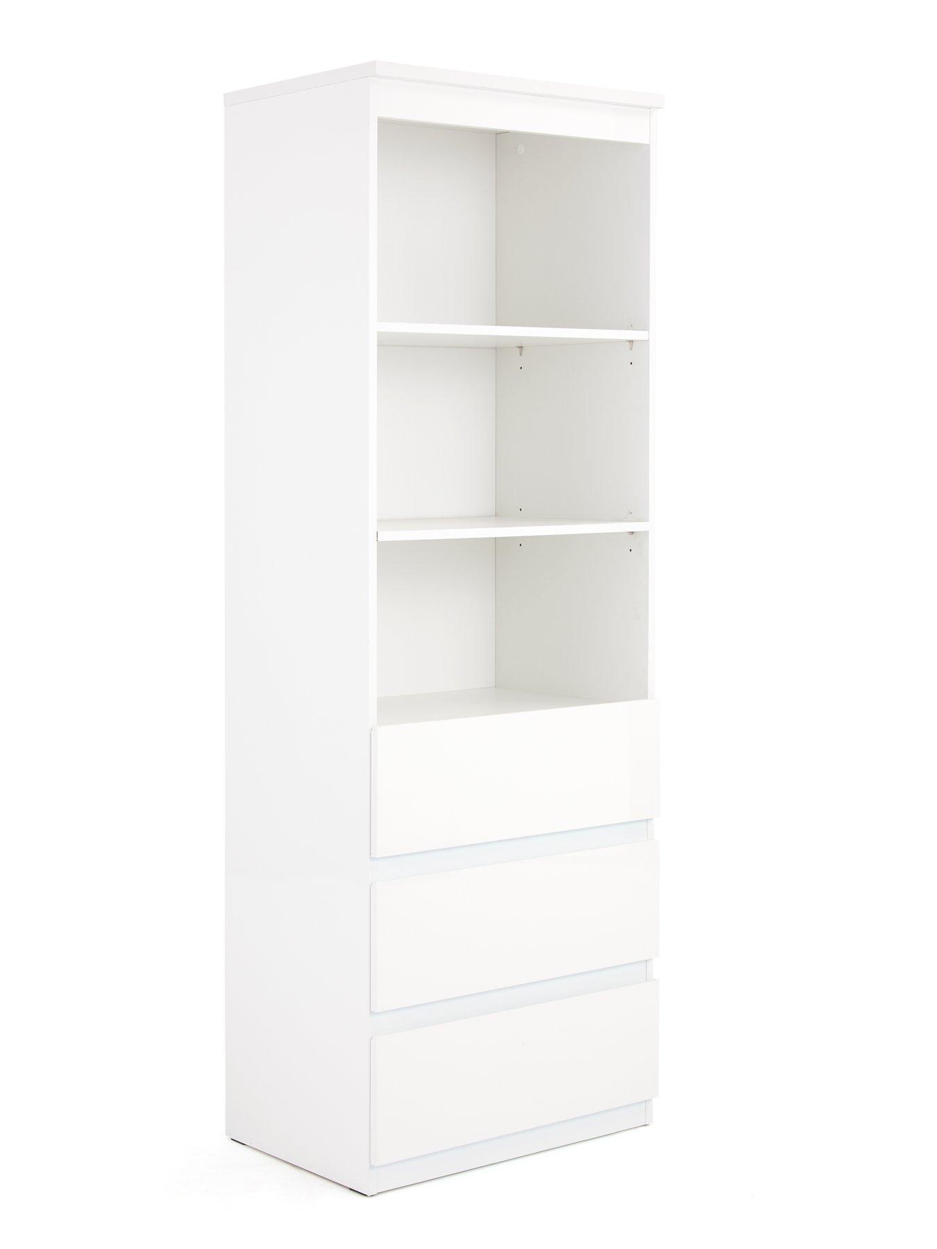 Very Home Layton Gloss 3 Drawer Shelf Unit with Drawers - White - FSC ...