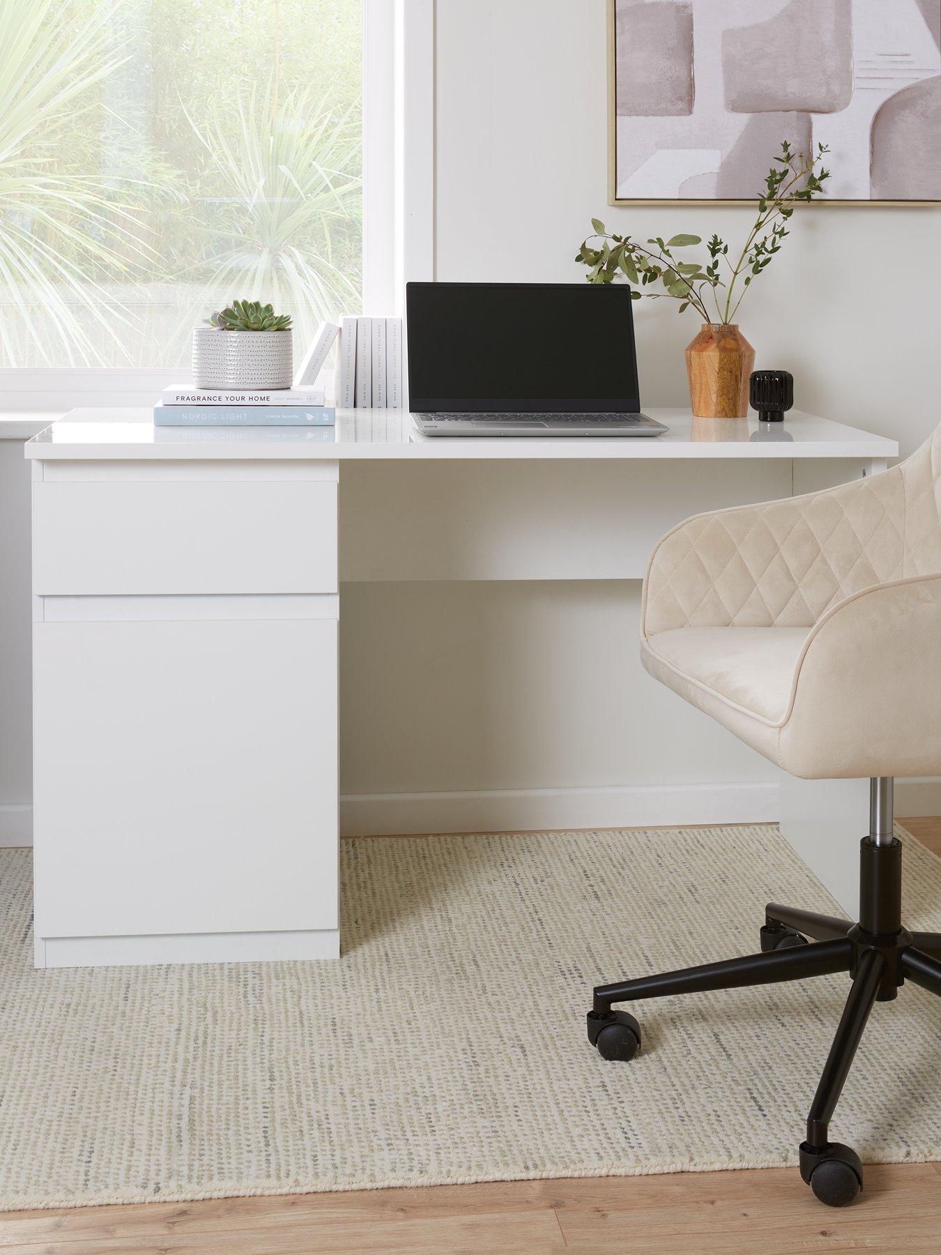 Product photograph of Very Home Layton Gloss Desk - White - Fsc Reg Certified from very.co.uk