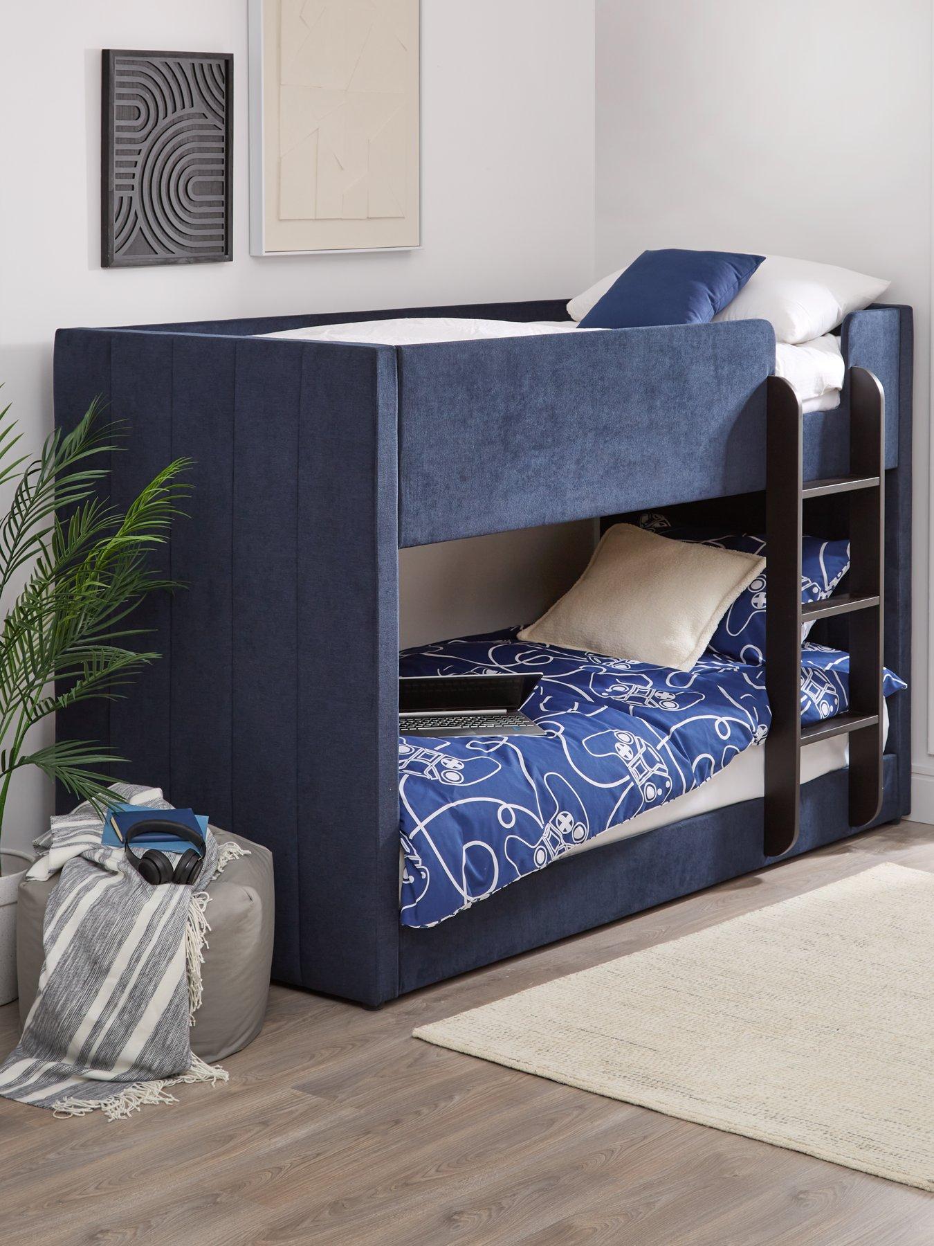 undefined Panelled Bunk Bed with Mattress Options (Buy  &  SAVE!) - Deep Blue