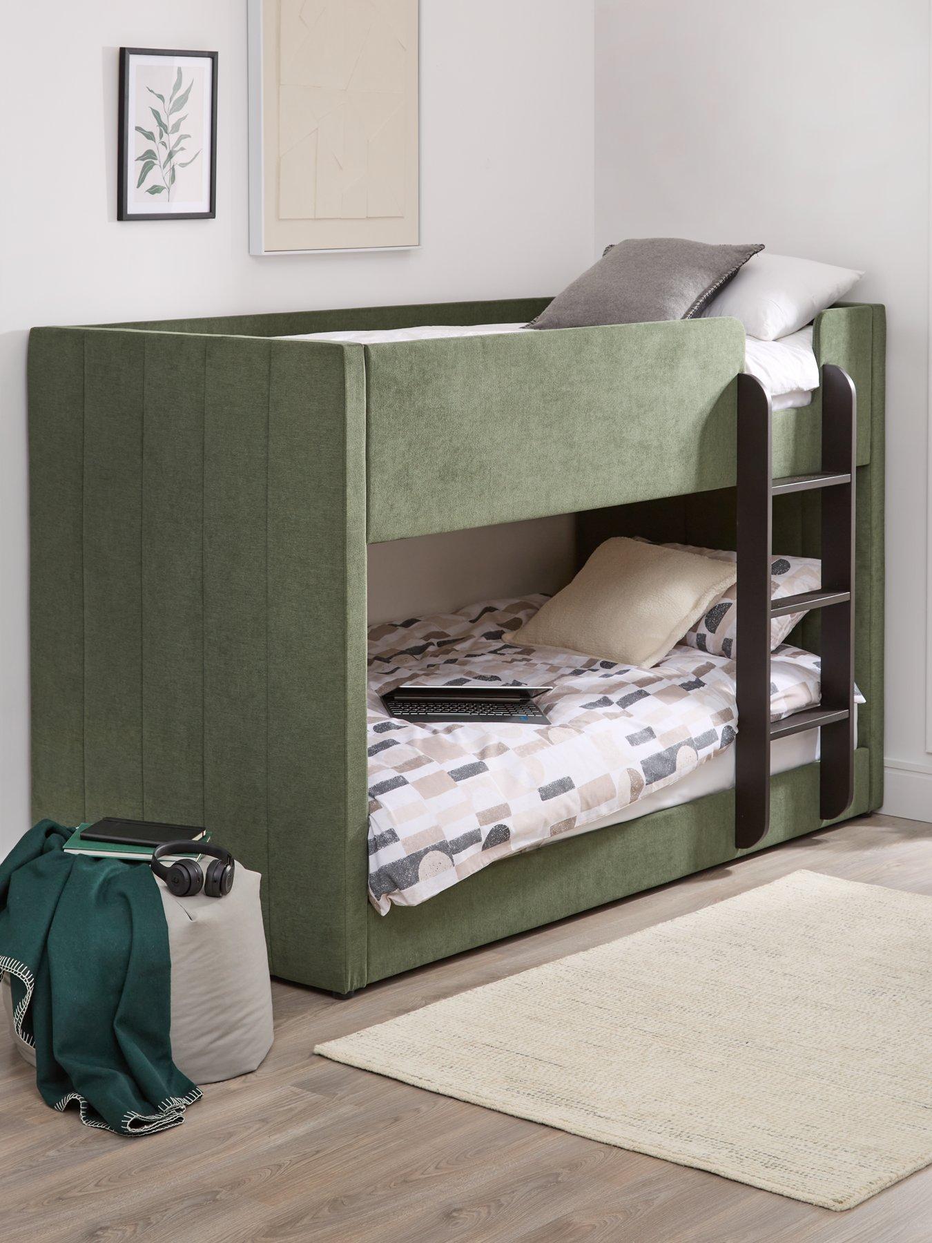 undefined Panelled Bunk Bed with Mattress Options (Buy  &  SAVE!) - Winter Moss