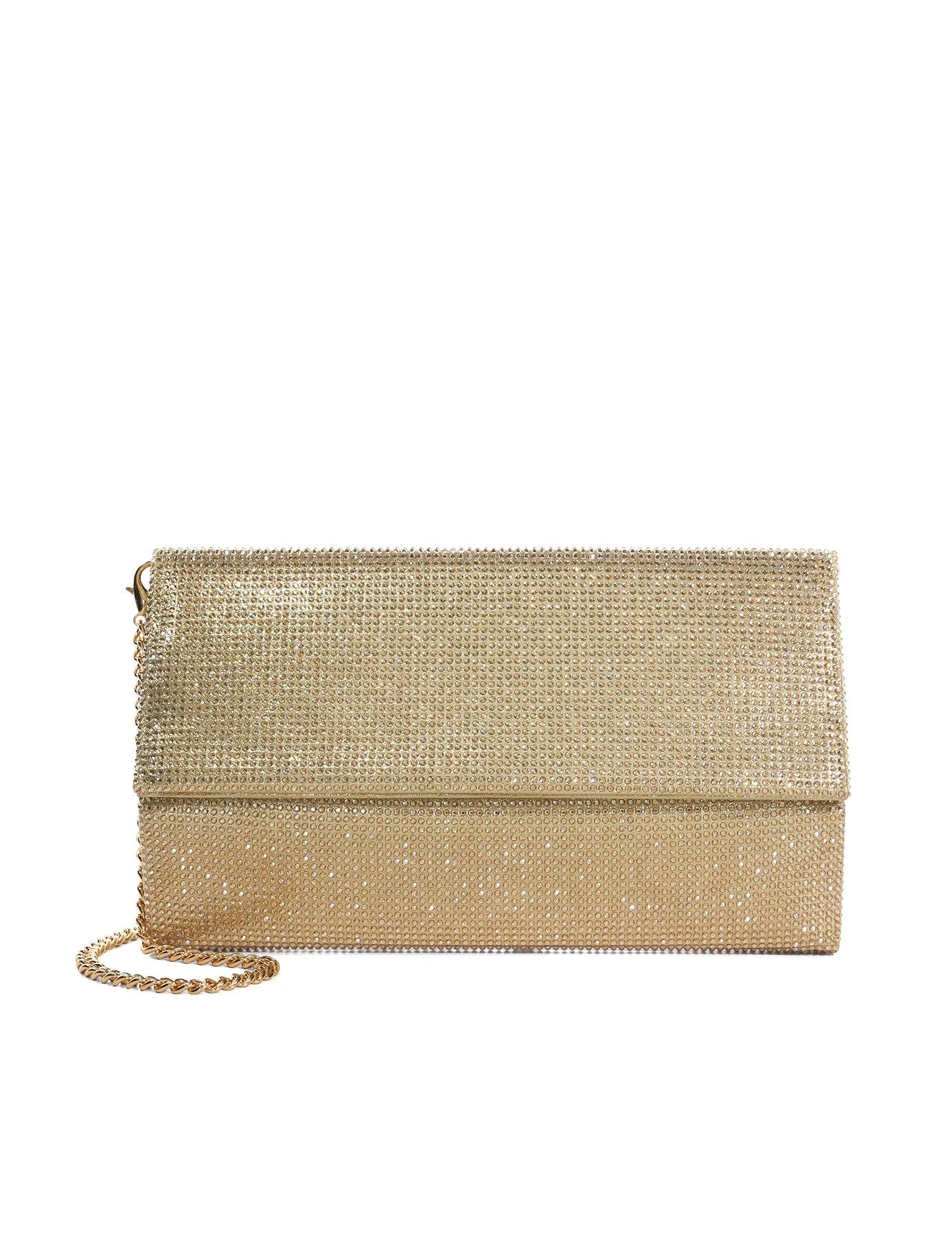 Dune London Esmes Glitter Clutch Bag - Gold | Very.co.uk