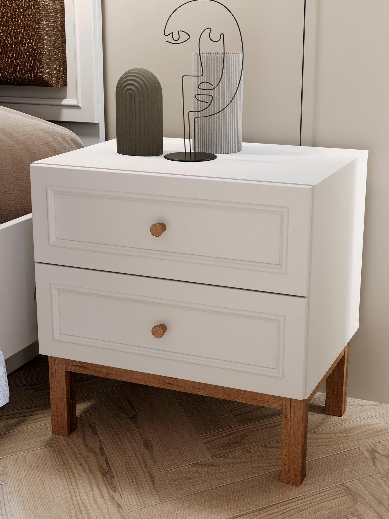 Product photograph of Penkridge 2 Drawer Bedside Chest - Grey Oak from very.co.uk