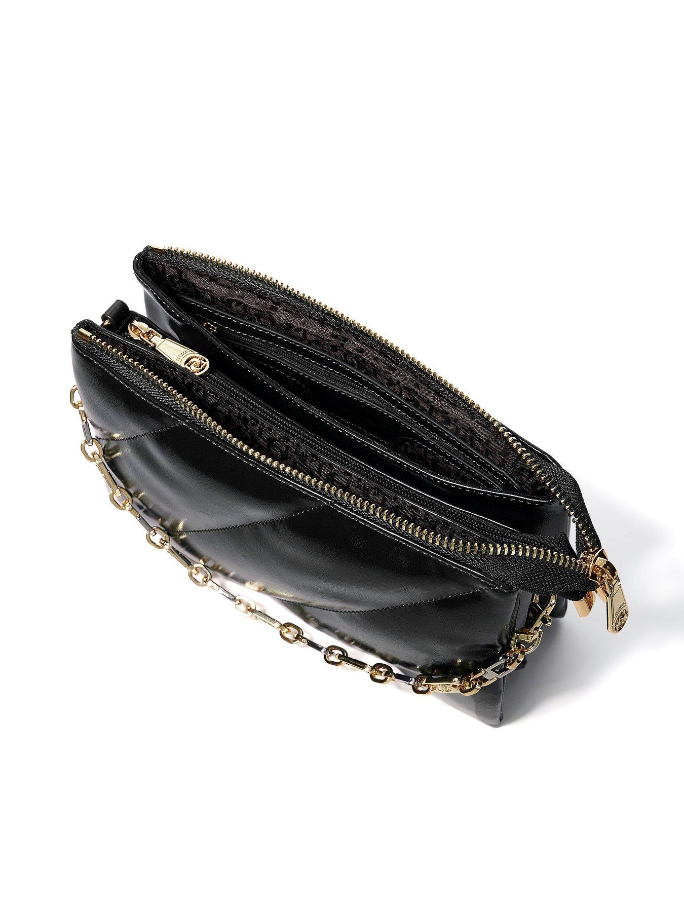 Dune London Dinidelamere Small Mix metal chain Quilted Crossbody Bag Black Very