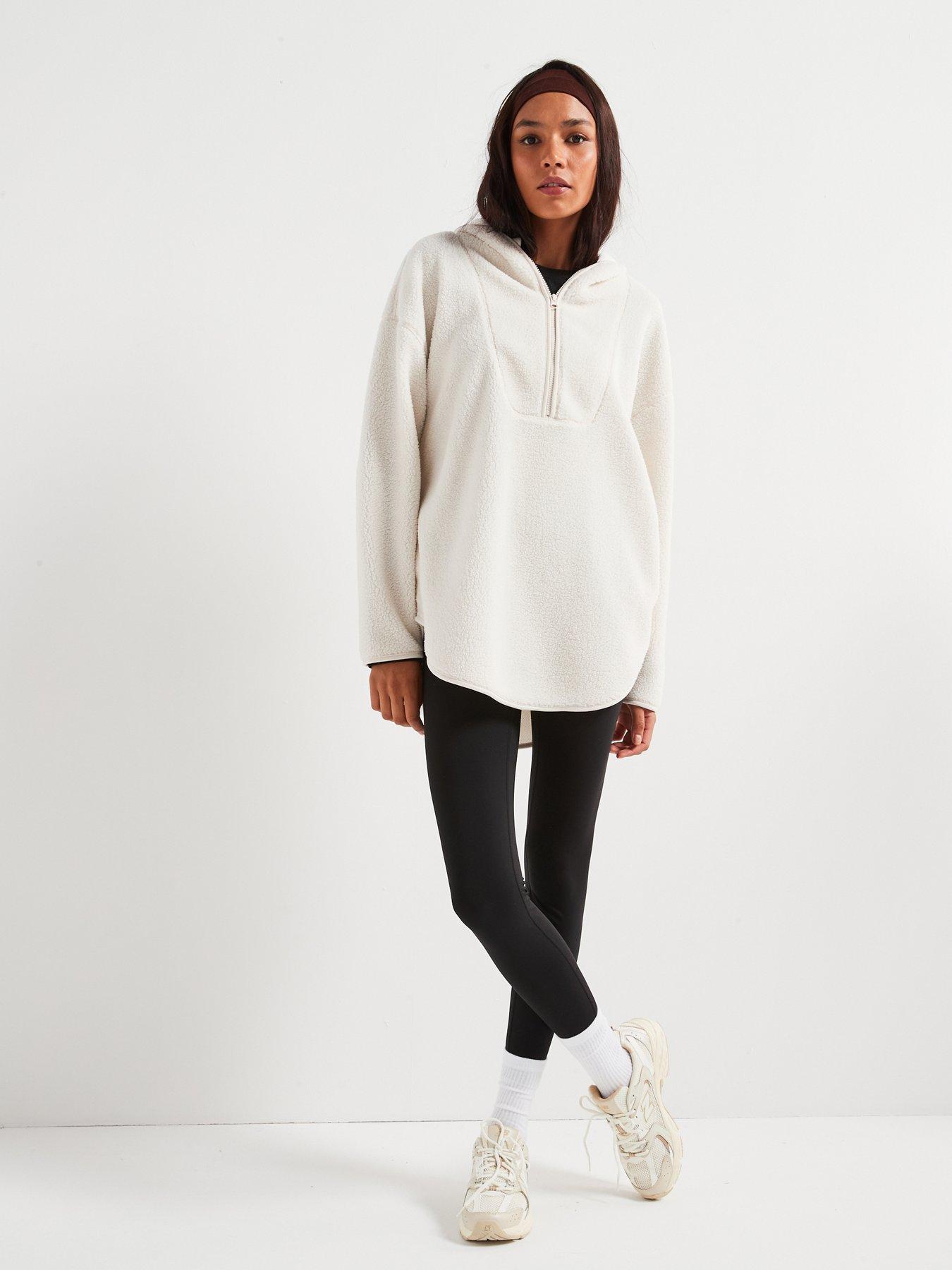 undefined Hooded Sherpa Fleece Top - Natural