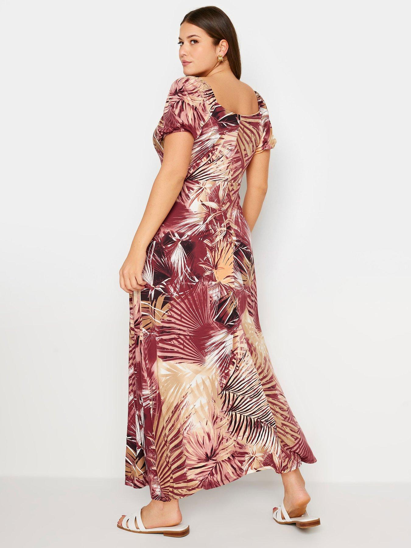 Yours Leaf Print Wrap Maxi Dress (Curve) - Brown | Very.co.uk